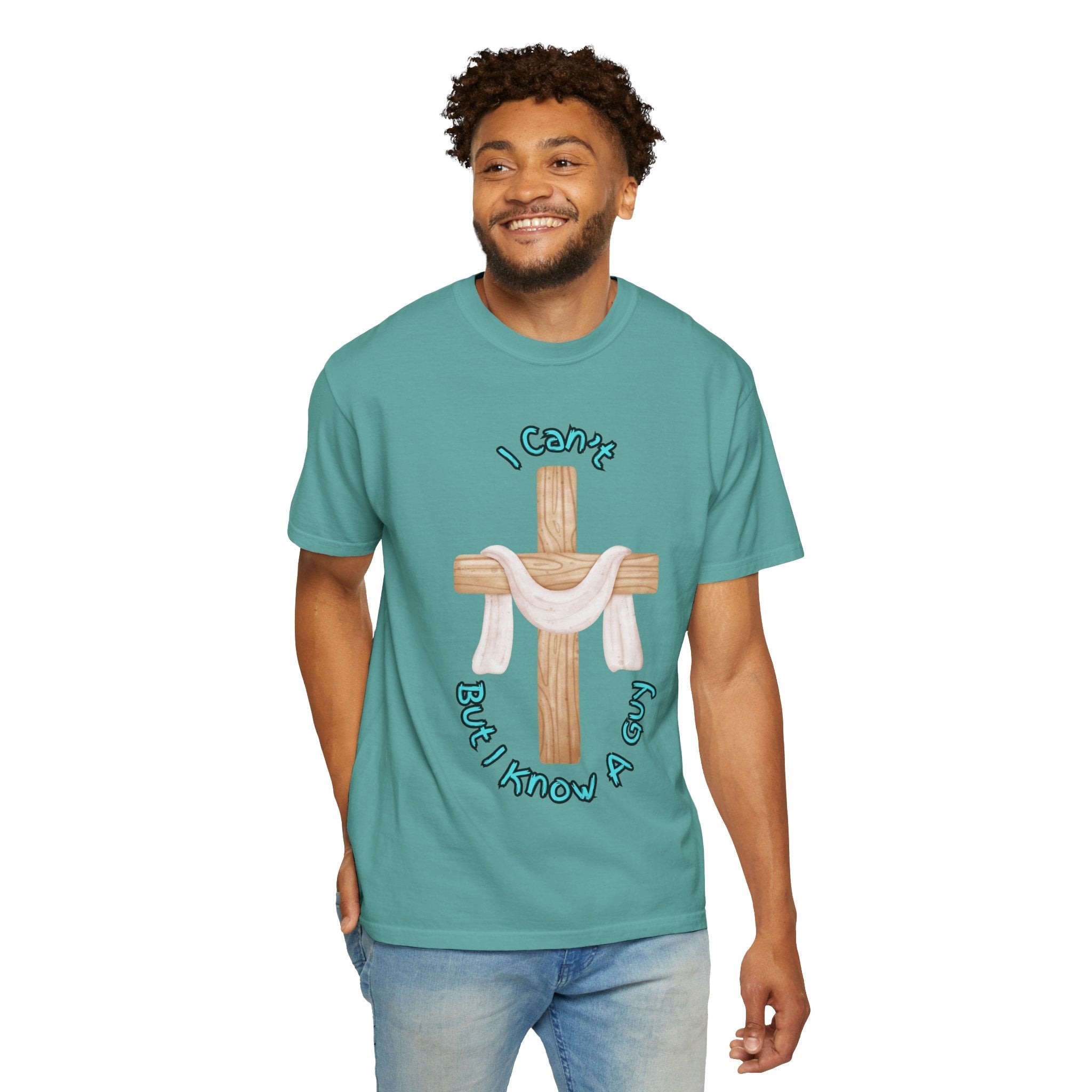 I Can’t, But I Know a Guy T-Shirt – Jesus Cross Christian Tee for Faithful Humor Printify