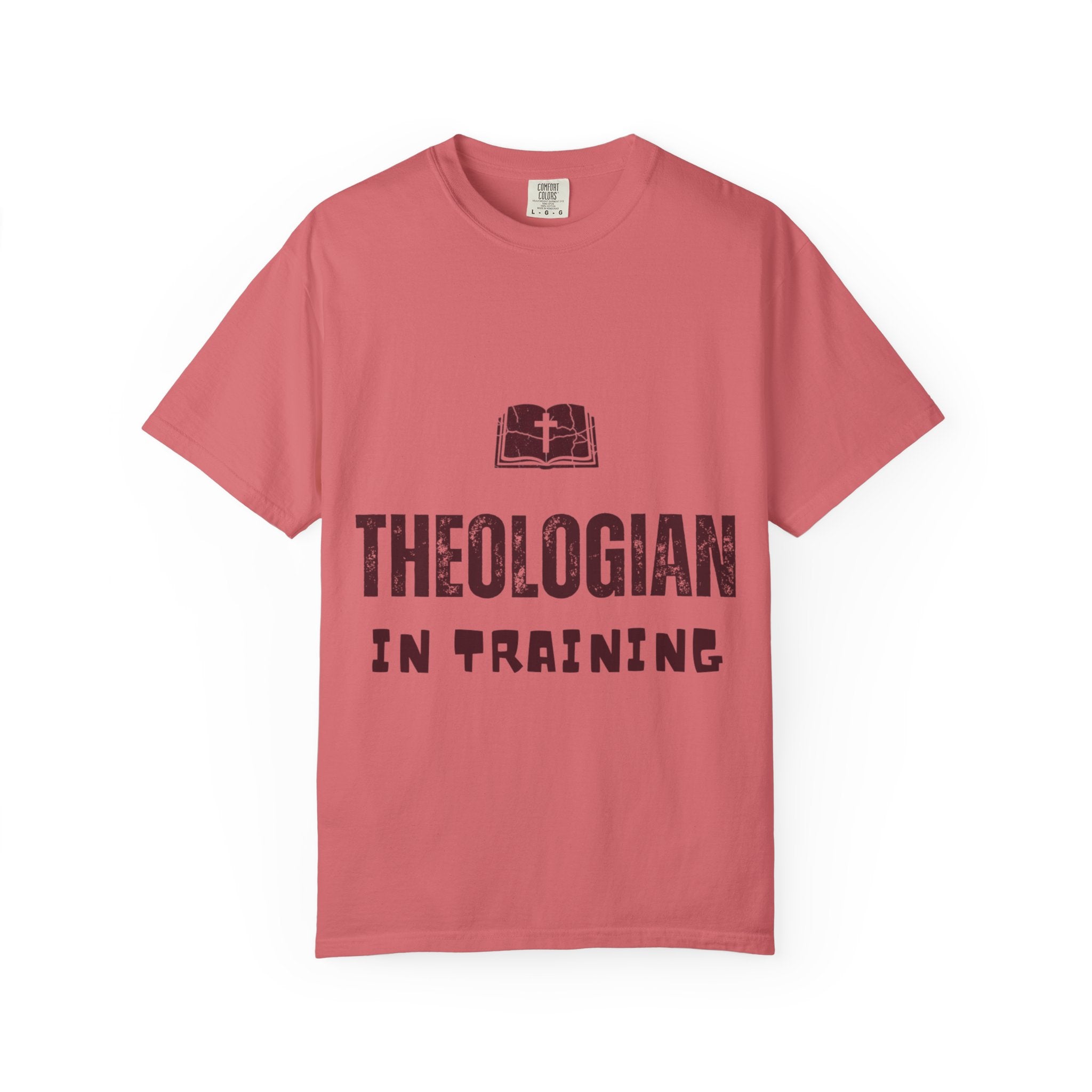 Theologian in Training T-Shirt – Open Bible & Cross Christian Tee for Faithful Learners Printify