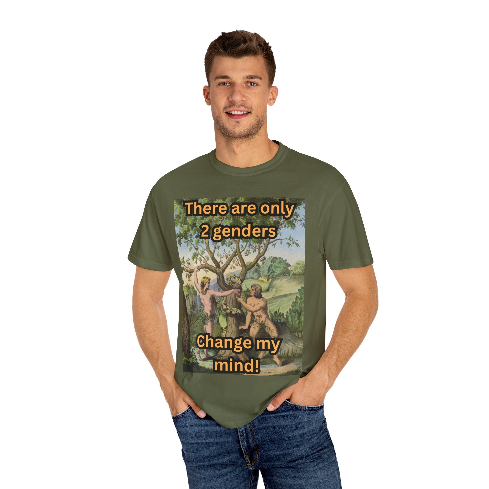 There Are Only 2 Genders T-Shirt – Adam & Eve Cross Christian Tee for Bold Faith Printify