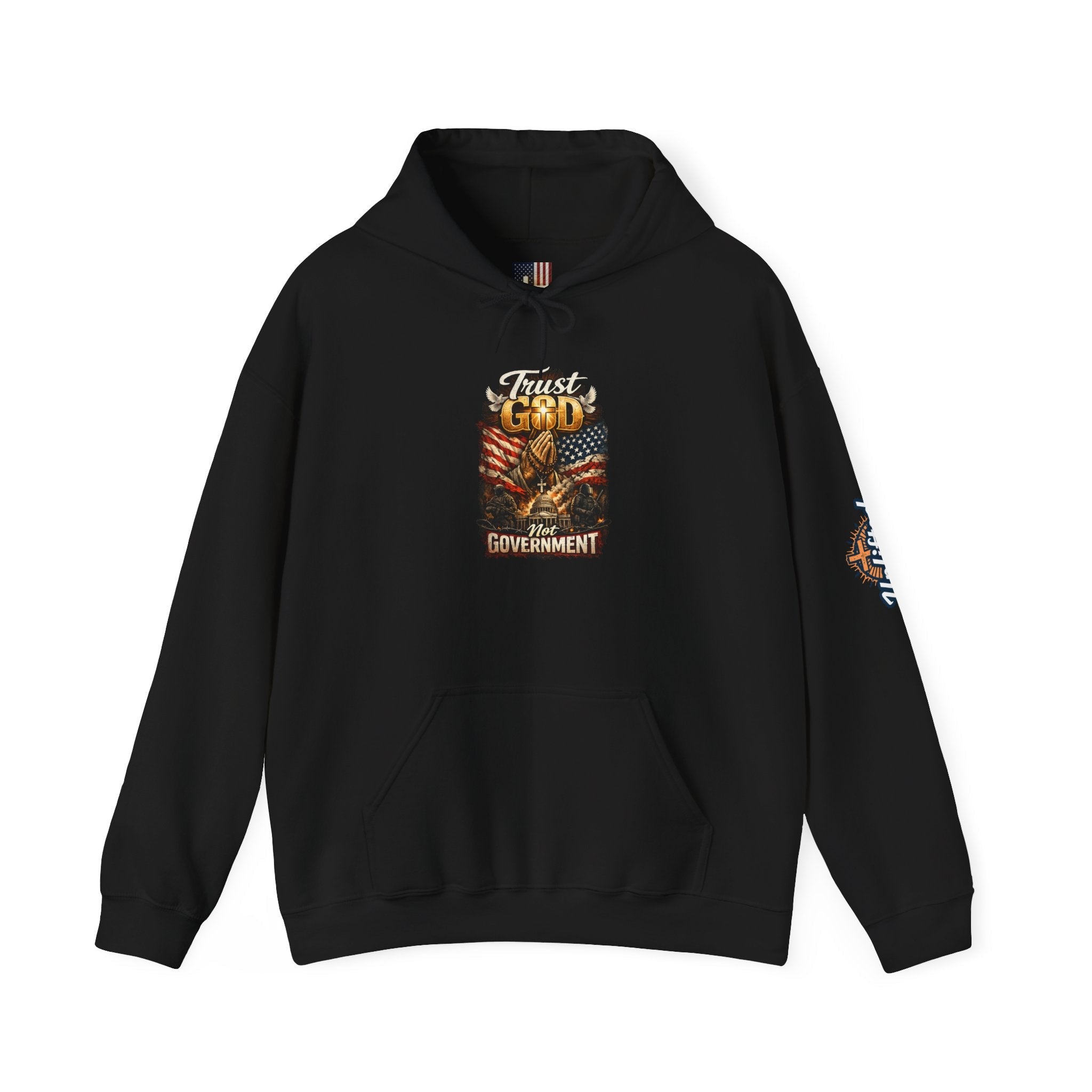 Trust God Not Government Hoodie — Vintage Patriotic Christian Hoodie Printify