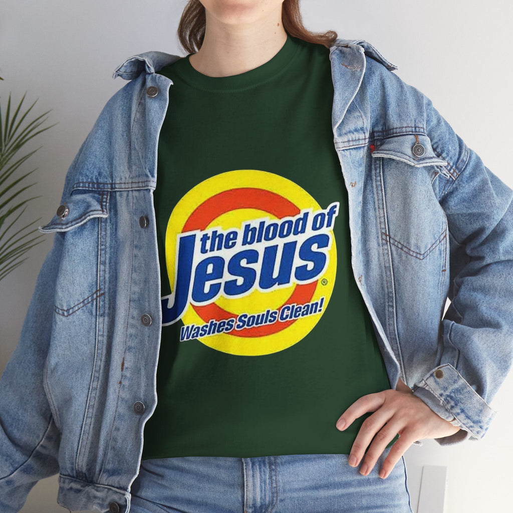Blood of Jesus Washes Souls Clean T-shirt - Funny Tide Parody - Christian Faith T-shirt Printify