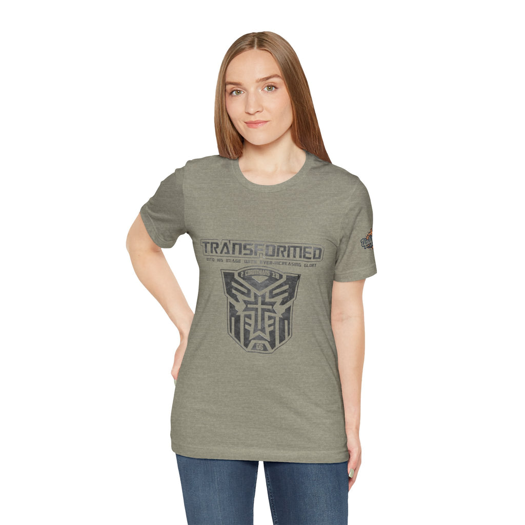 Transformer Logo Christian T-shirt | 2 Corinthians 3:18 Bible Verse T-shirt Printify