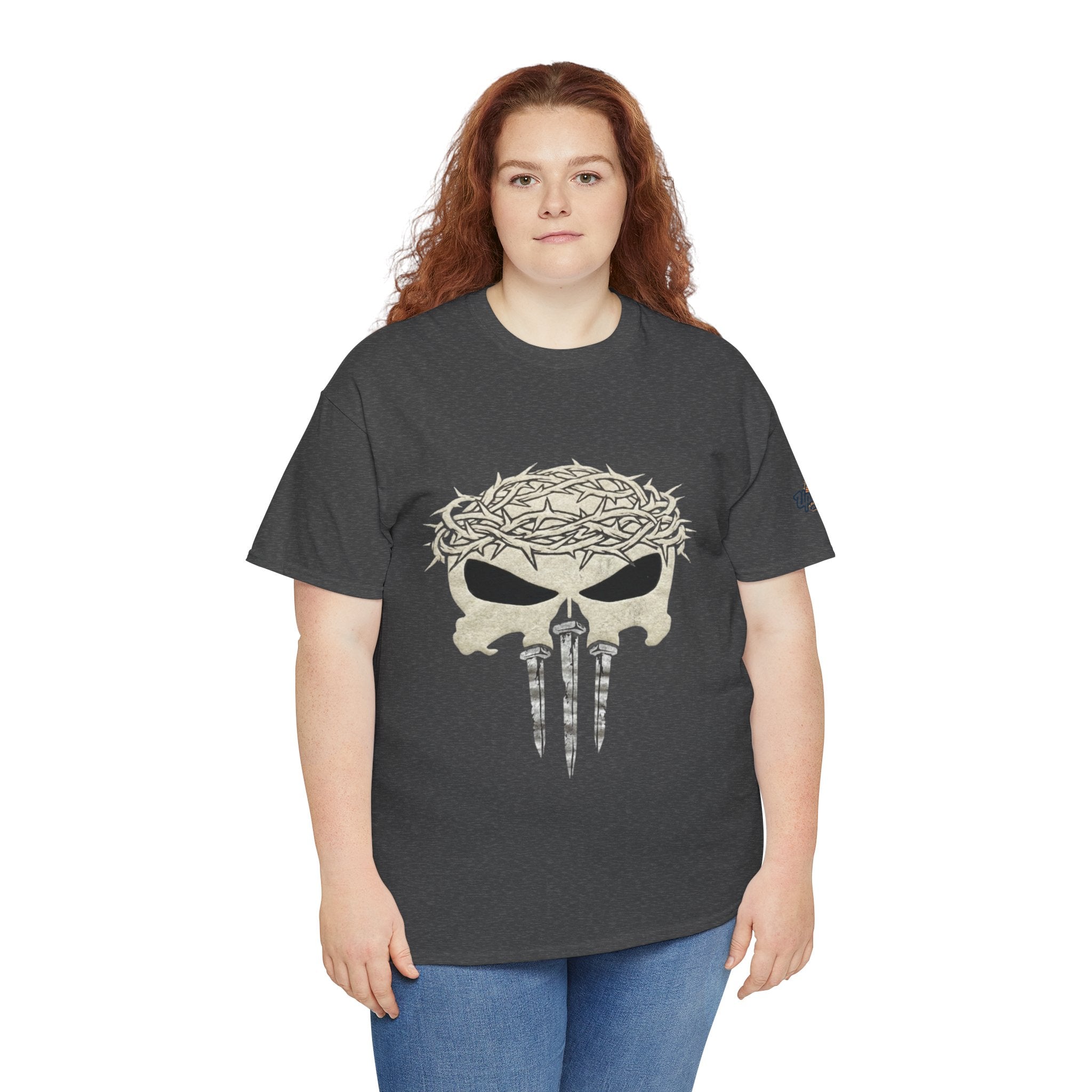 Christian Skull T-shirt - Crown of Thorns & Nails - Warrior Faith T-shirt Printify
