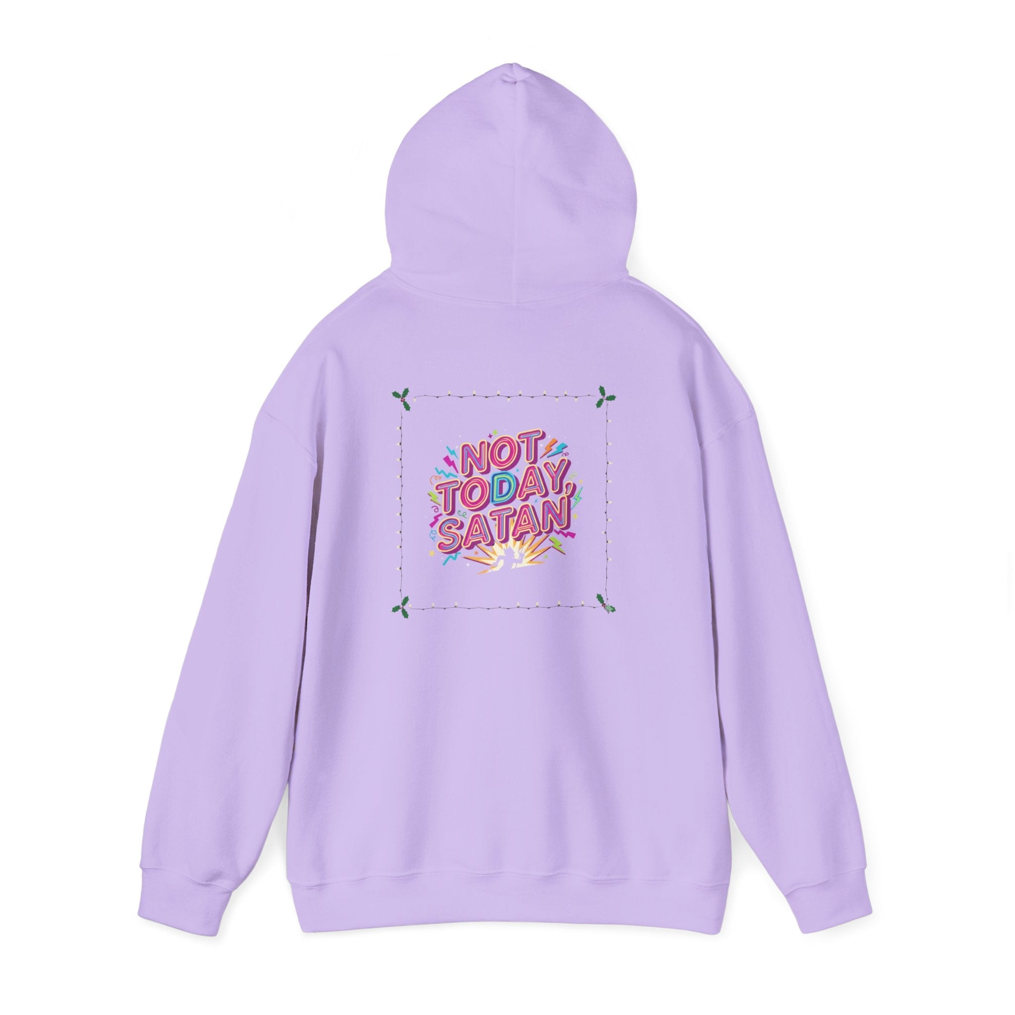 🔥 Not Today, Satan – Retro 90s Christian Hoodie | Neon Faith Tee | Funky Cartoon Devil | Bold Bible Verse Shirt | Uplifted Gear Printify