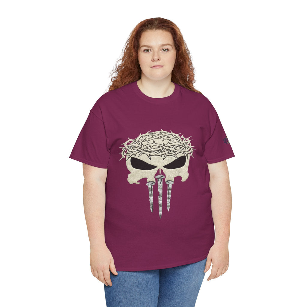 Christian Skull T-shirt - Crown of Thorns & Nails - Warrior Faith T-shirt Printify
