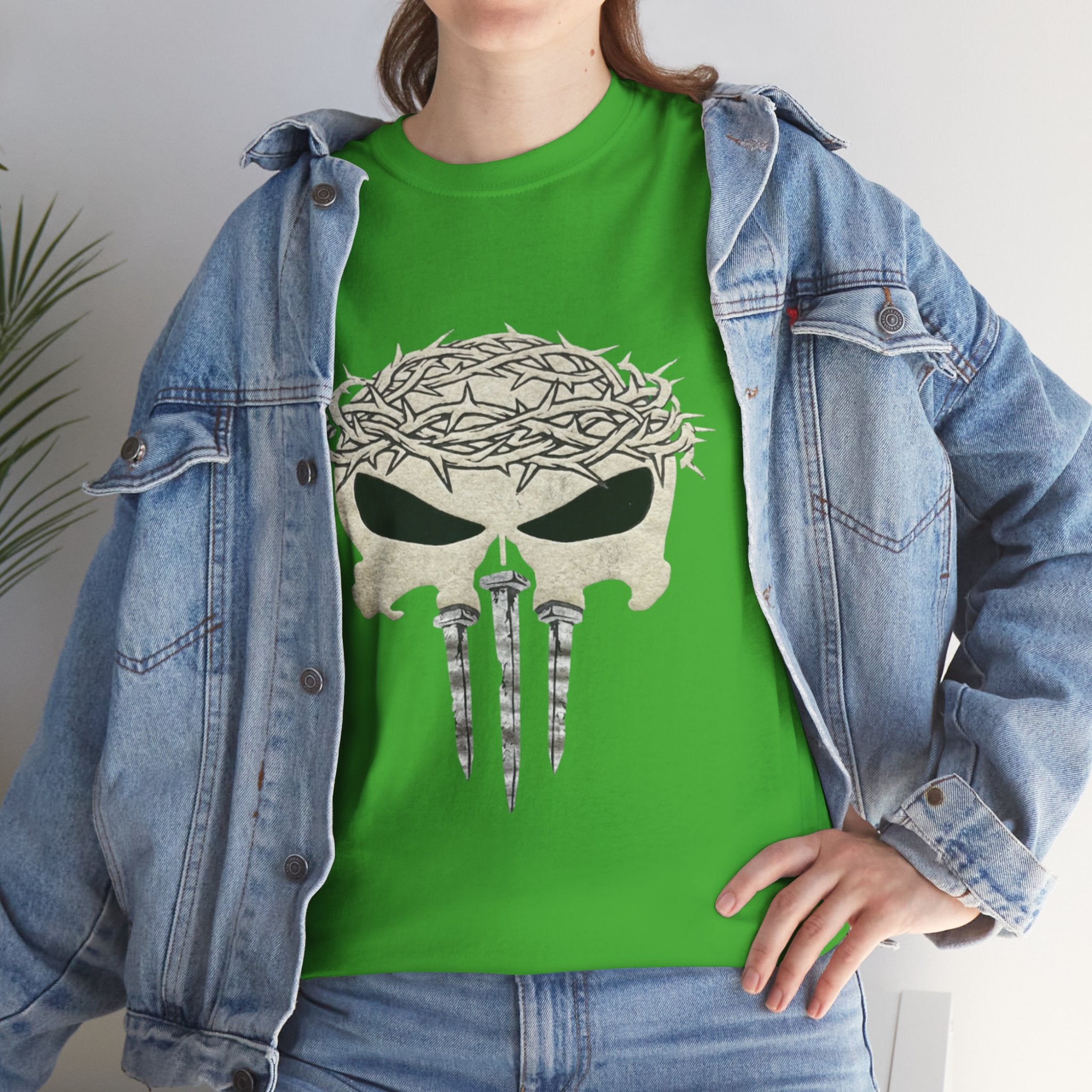 Christian Skull T-shirt - Crown of Thorns & Nails - Warrior Faith T-shirt Printify