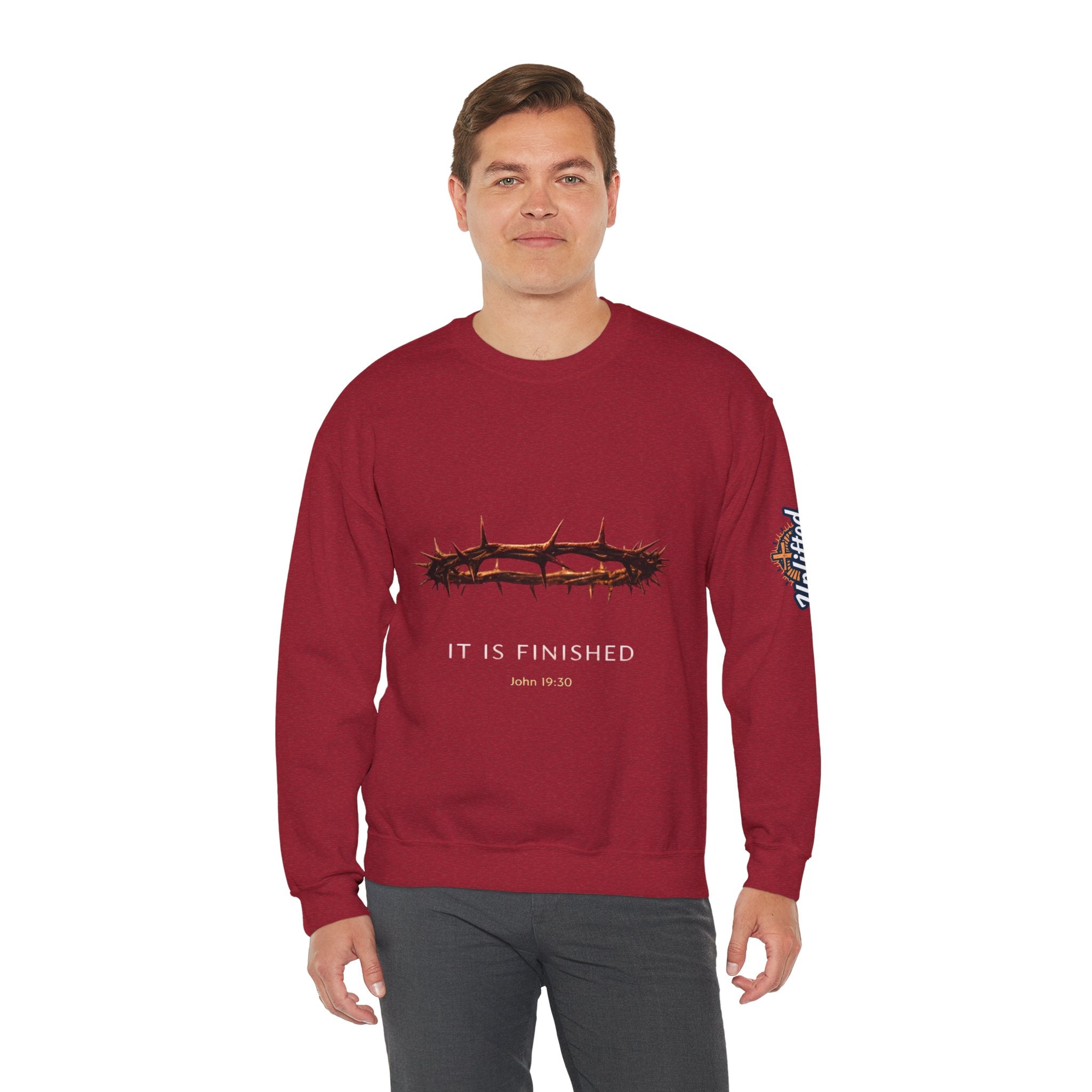 It Is Finished Crown of Thorns Sweatshirt — Christian John 19:30 Faith Sweatshirt Printify