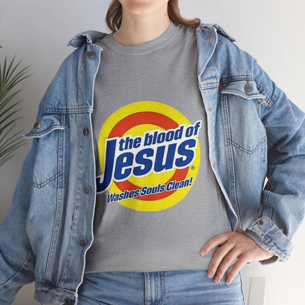 Blood of Jesus Washes Souls Clean T-shirt - Funny Tide Parody - Christian Faith T-shirt Printify