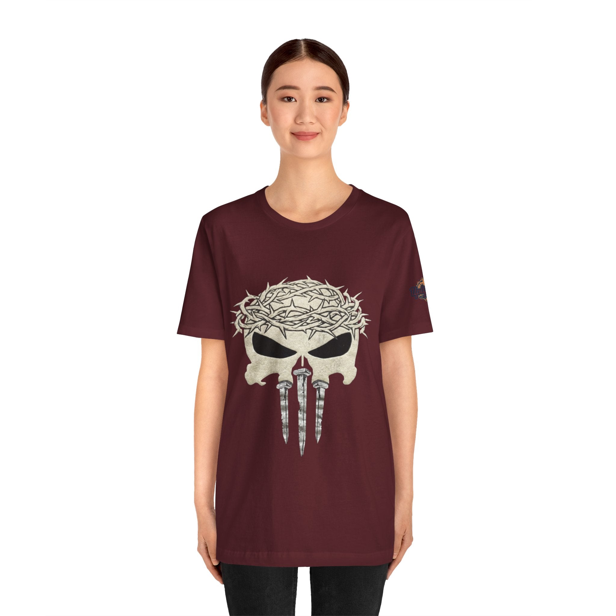 Christian Skull T-shirt - Crown of Thorns & Nails - Warrior Faith T-shirt Printify