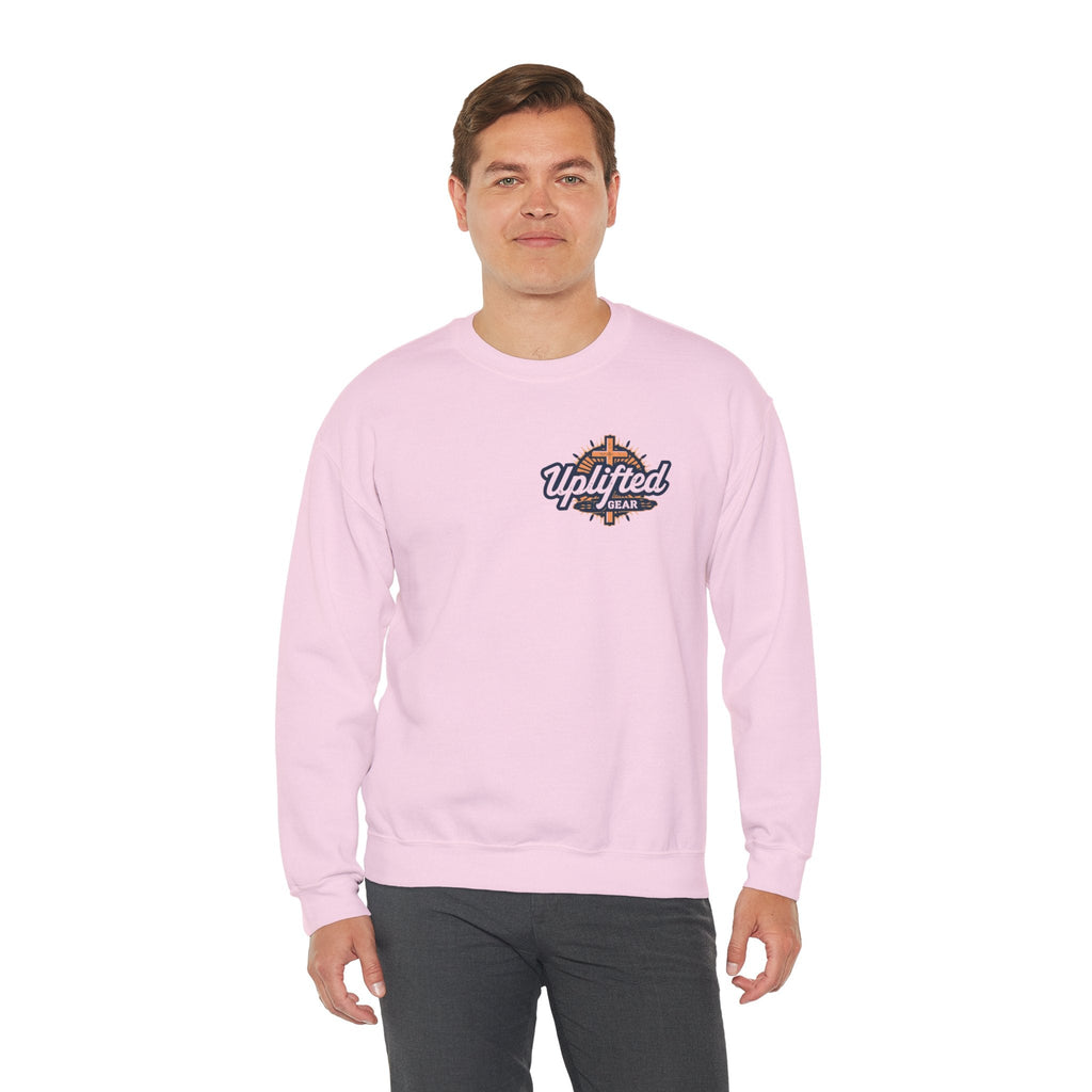 ✨ Chosen. Loved. Redeemed. – Elegant Christian Sweatshirt | Gold Foil Faith Tee | Subtle Cross & Heart Design | Inspirational Bible Verse Apparel by Uplifted Gear Printify