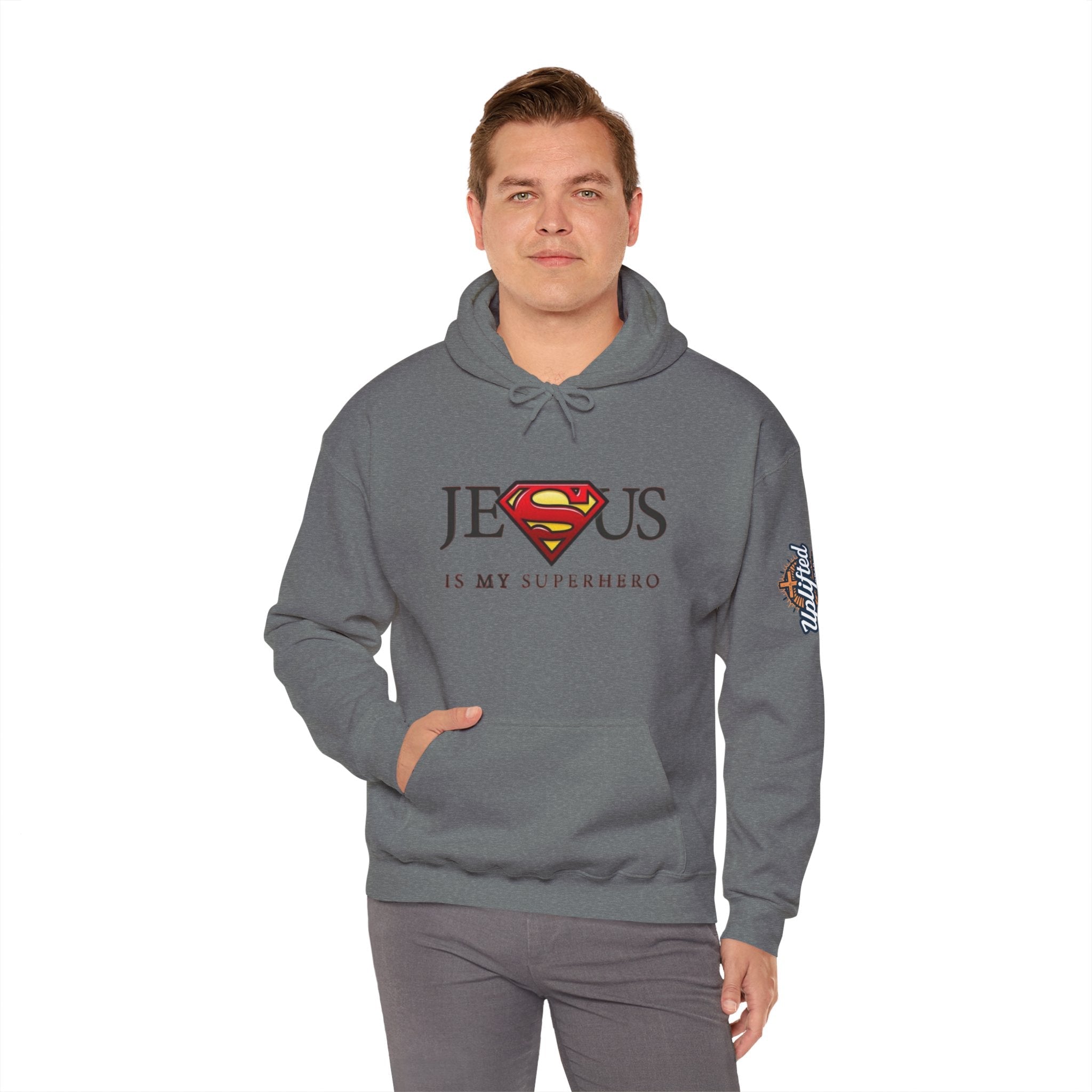 Jesus Is My Superhero Hoodie — Christian Faith Graphic Pullover Printify