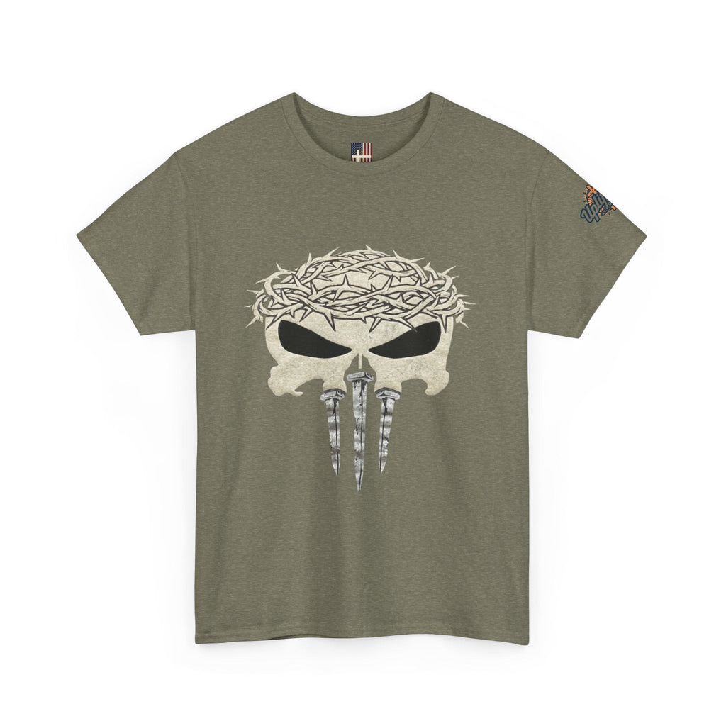 Christian Skull T-shirt - Crown of Thorns & Nails - Warrior Faith T-shirt Printify