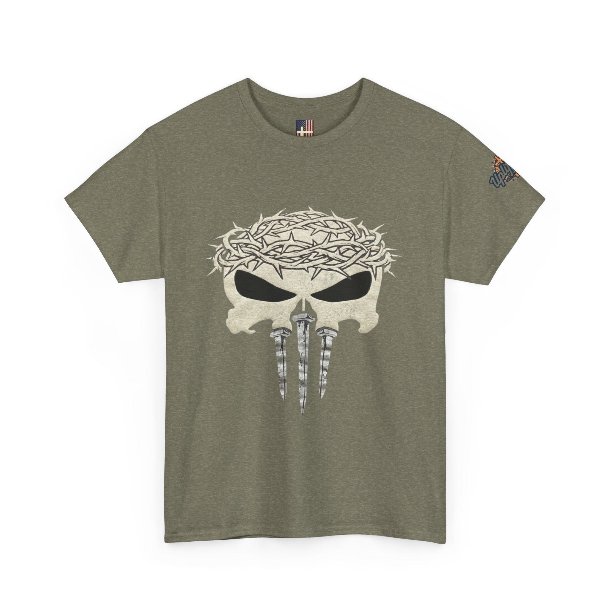 Christian Skull T-shirt - Crown of Thorns & Nails - Warrior Faith T-shirt Printify