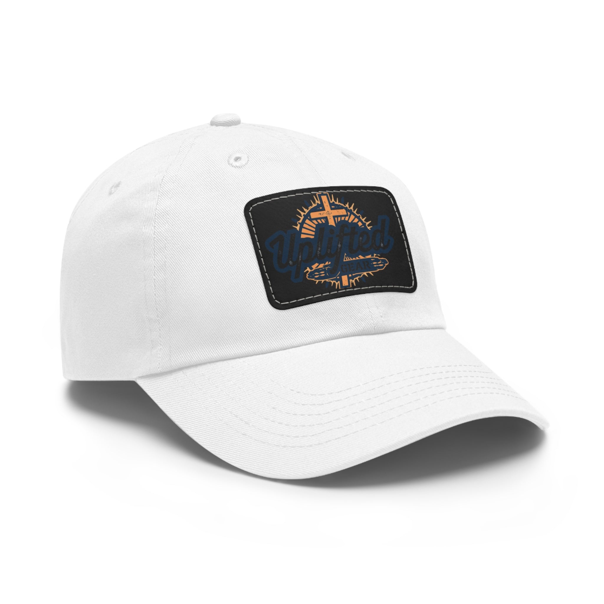 Uplifted Gear Leather Patch Dad Hat — Vintage Aviation Logo Cap Printify