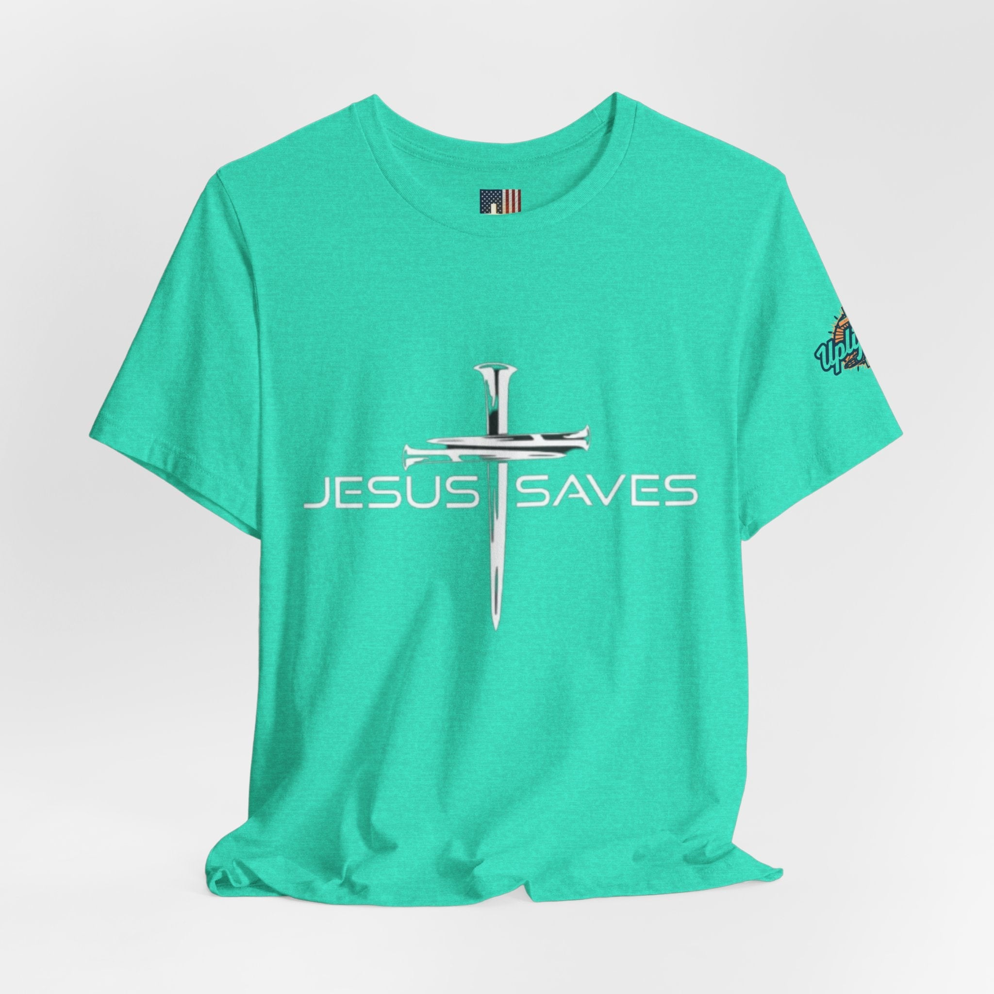 Jesus Saves T-shirt – 3 Nails Crucifix Cross Christian T-shirt for Redemption Faith & Bold Salvation Printify