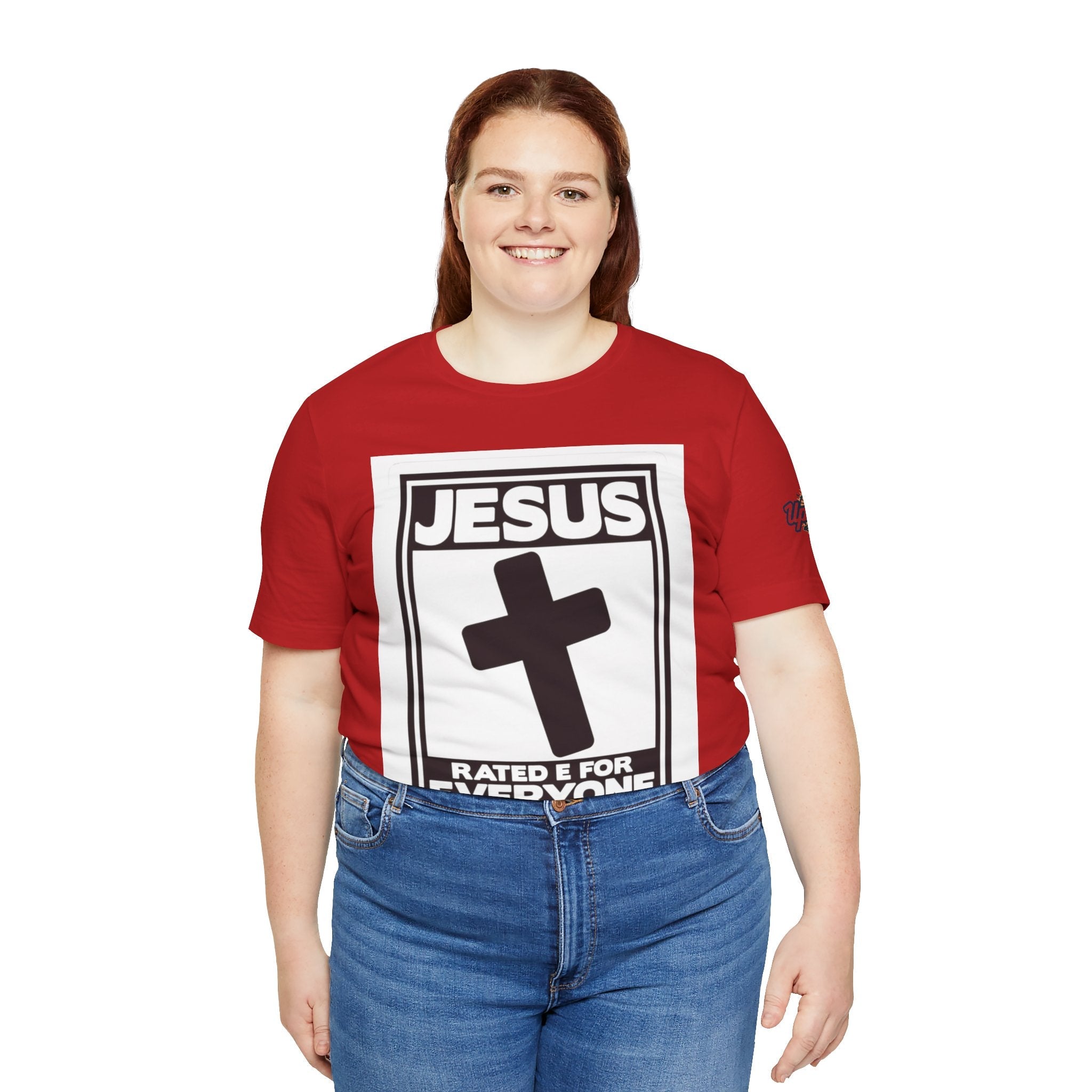 Jesus, Rated E for Everyone T-shirt - Gamer Faith T-shirt - Christian Video Game Parody Printify