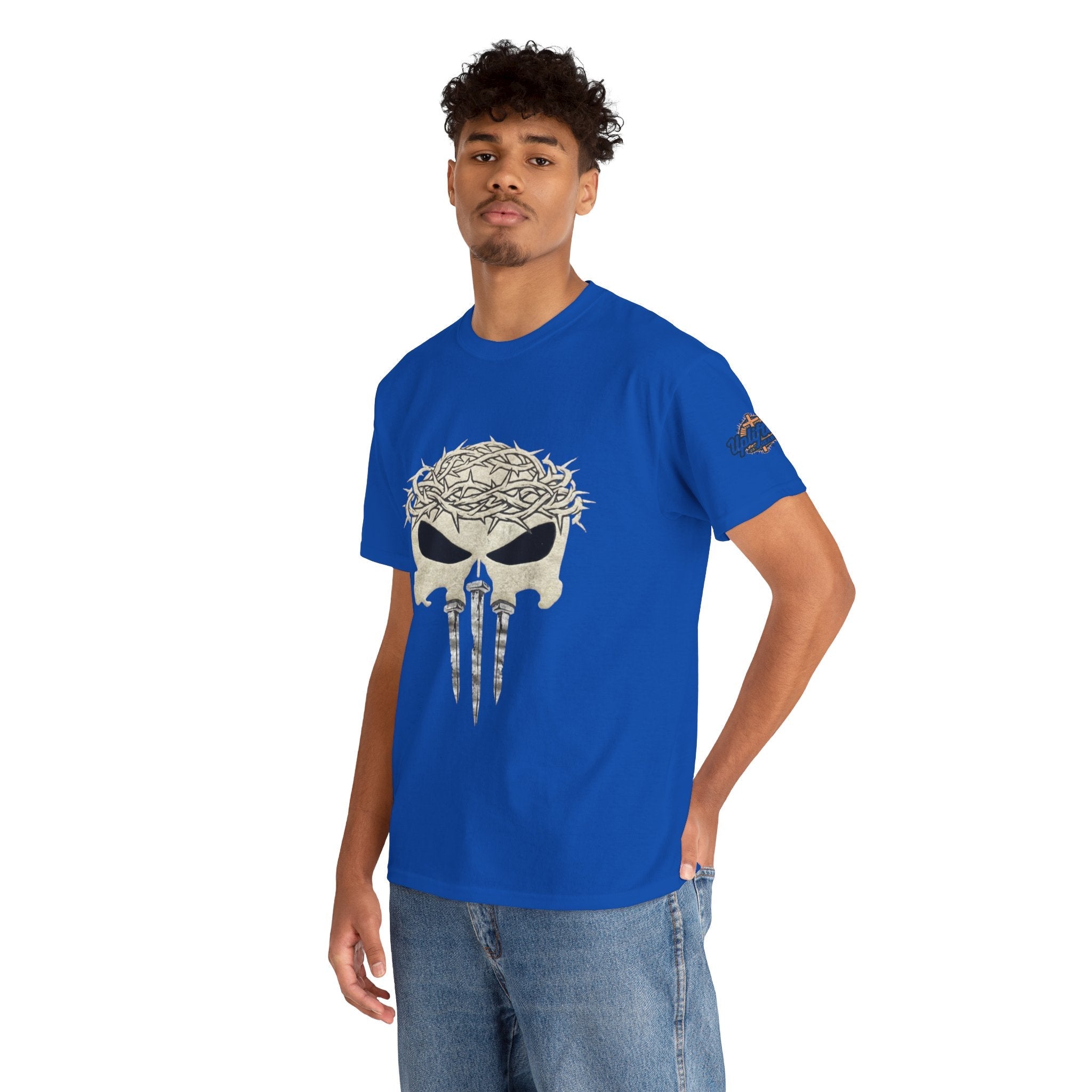 Christian Skull T-shirt - Crown of Thorns & Nails - Warrior Faith T-shirt Printify