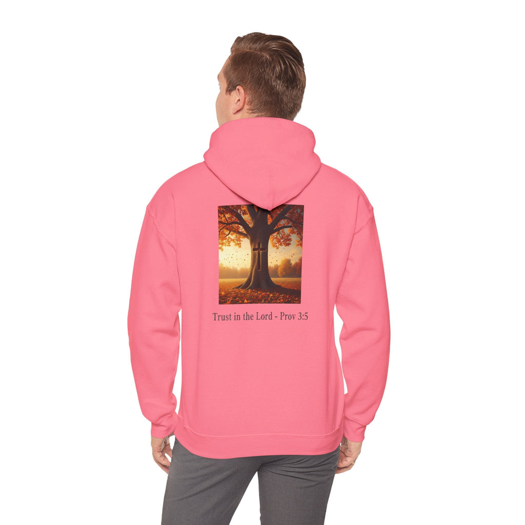 Trust in the Lord Hoodie – Autumn Tree Proverbs 3:5 Christian Hoodie for Cozy Faith Printify