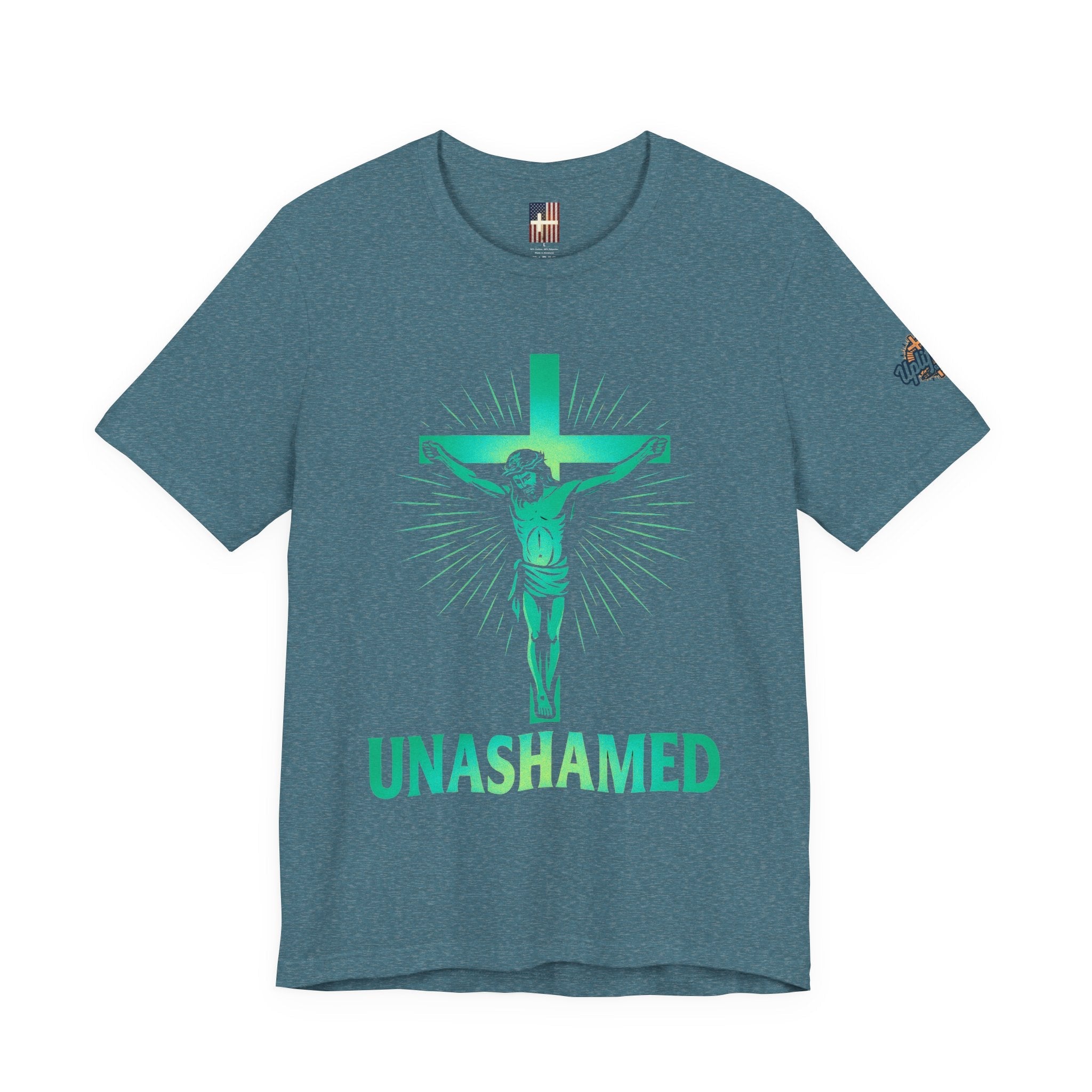 Unashamed T-shirt – Romans 1:16 Crucifixion Christian t-shirt for Bold Unwavering Faith Printify