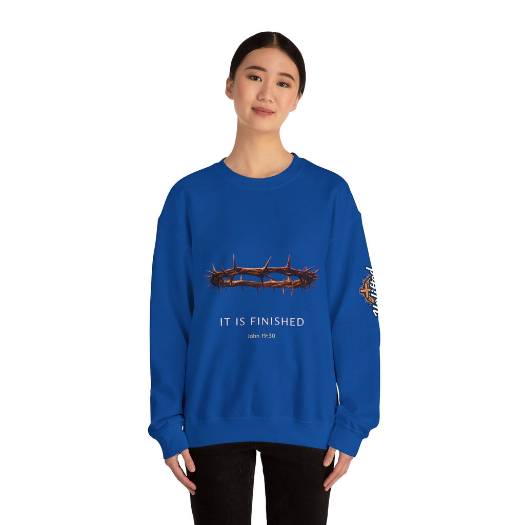 It Is Finished Crown of Thorns Sweatshirt — Christian John 19:30 Faith Sweatshirt Printify
