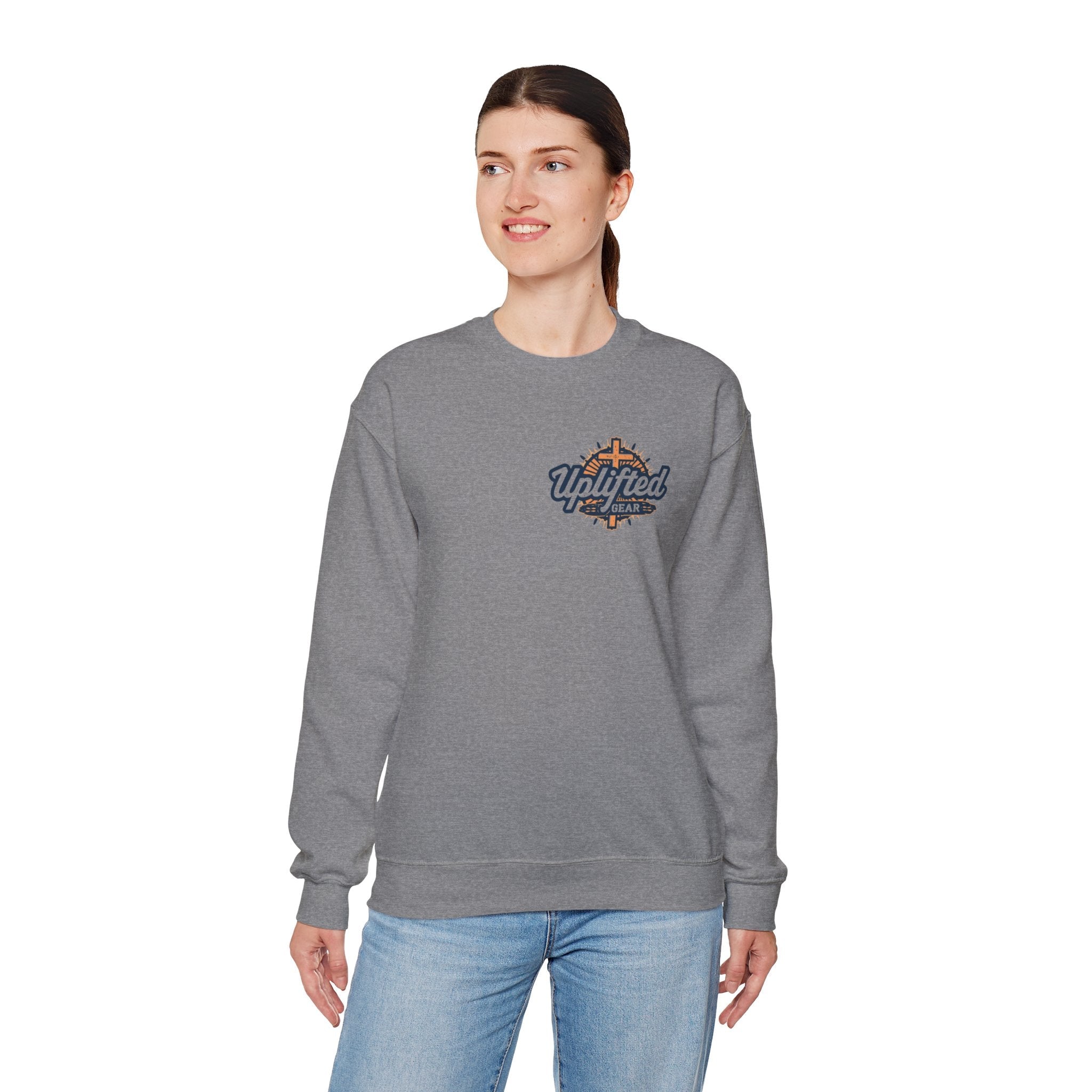✨ Chosen. Loved. Redeemed. – Elegant Christian Sweatshirt | Gold Foil Faith Tee | Subtle Cross & Heart Design | Inspirational Bible Verse Apparel by Uplifted Gear Printify