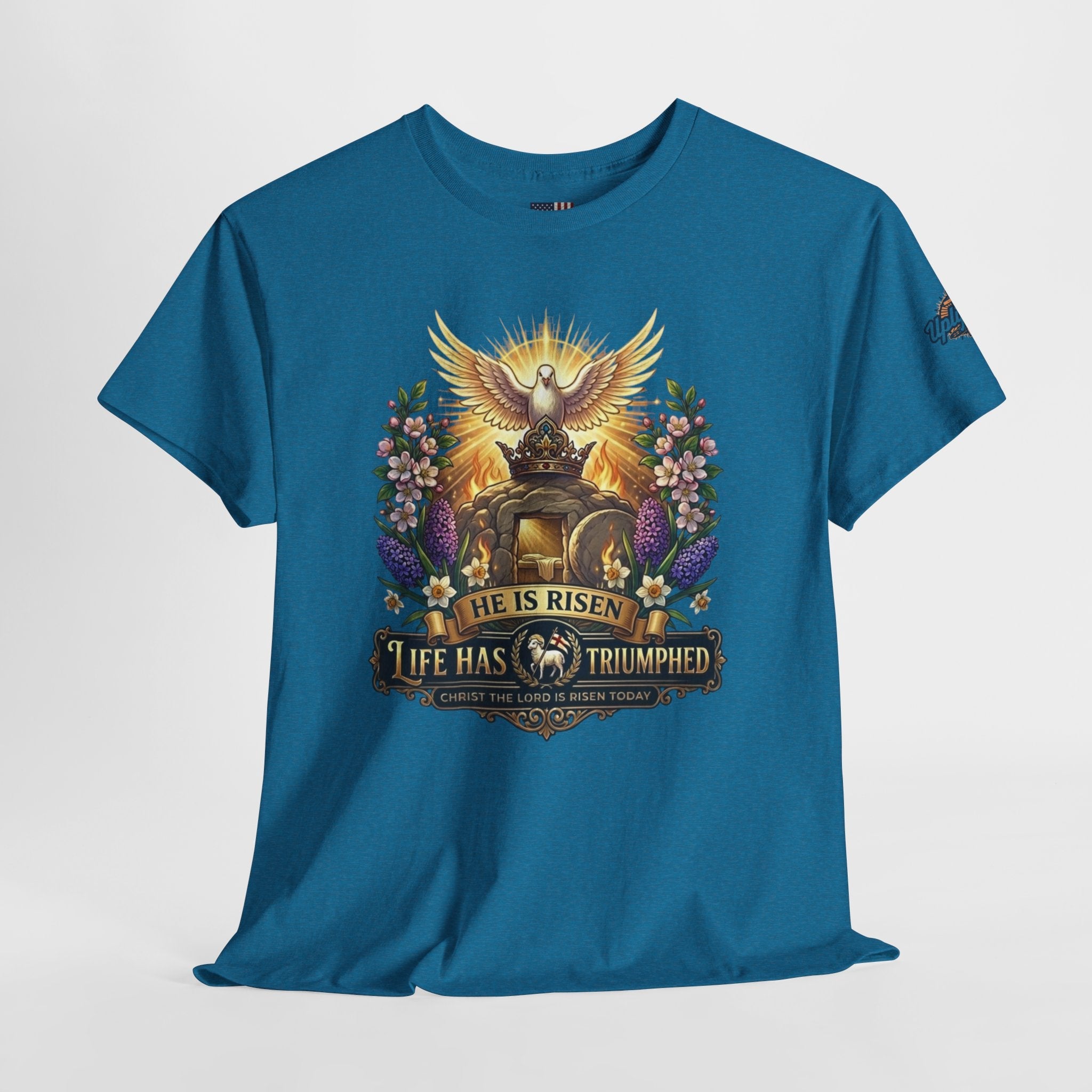 He Is Risen "Life Has Triumphed" T-Shirt — Easter Resurrection Christian Tee Printify