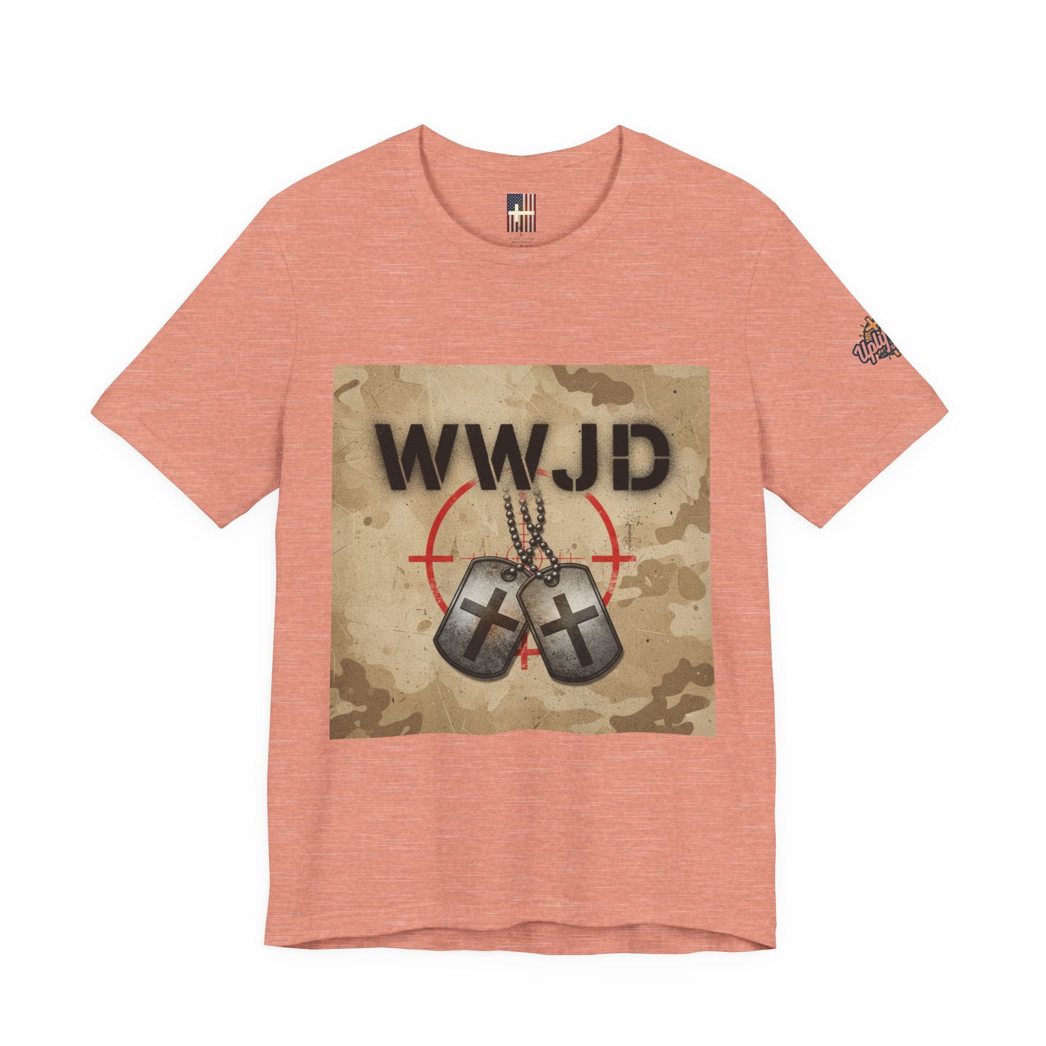WWJD T-shirt – Military Dog Tags What Would Jesus Do Camo Christian T-shirt for Bold Faith & Streetwear Printify