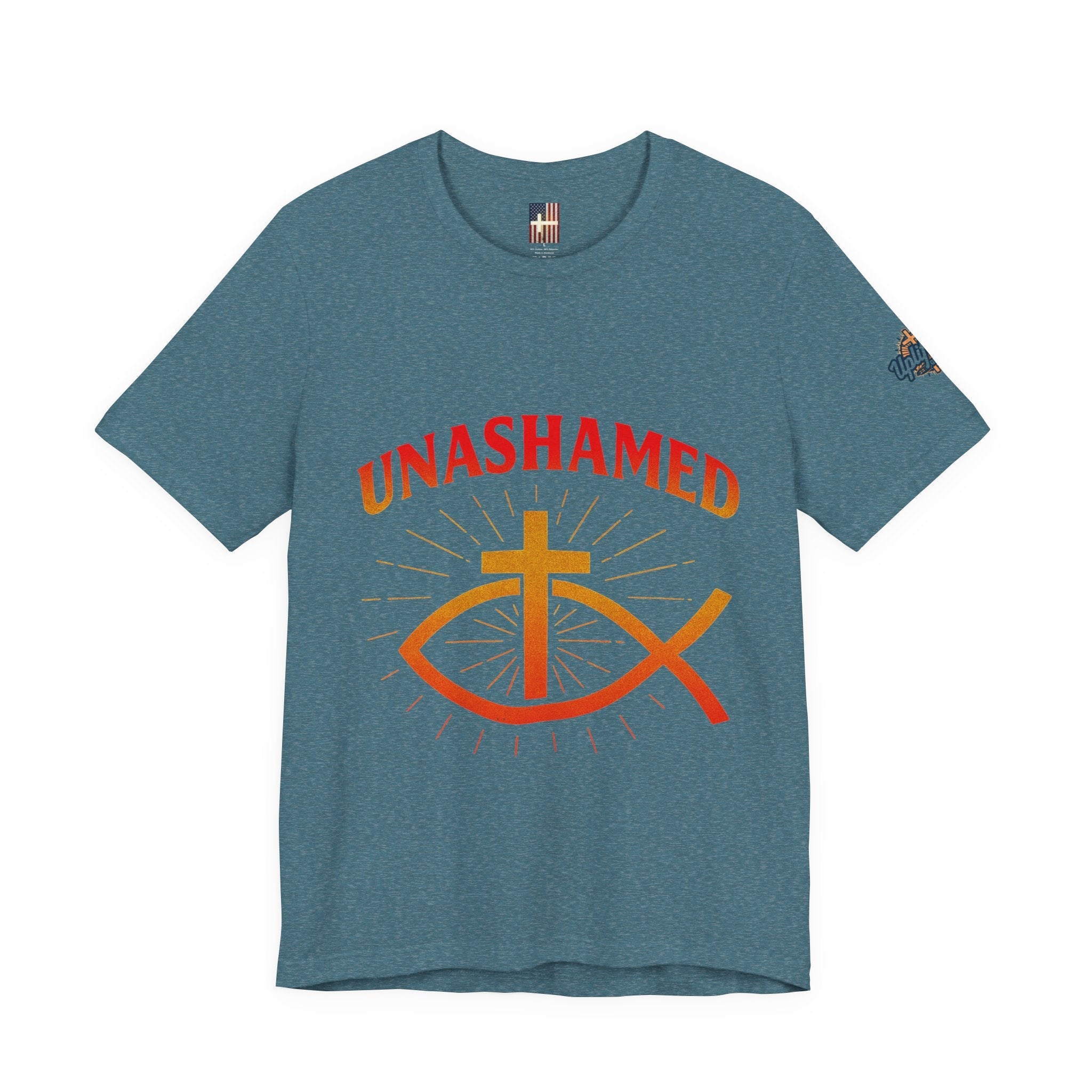 Unashamed T-shirt – Ichthys Jesus Fish & Cross Christian T-shirt for Romans 1:16 Bold Faith Printify