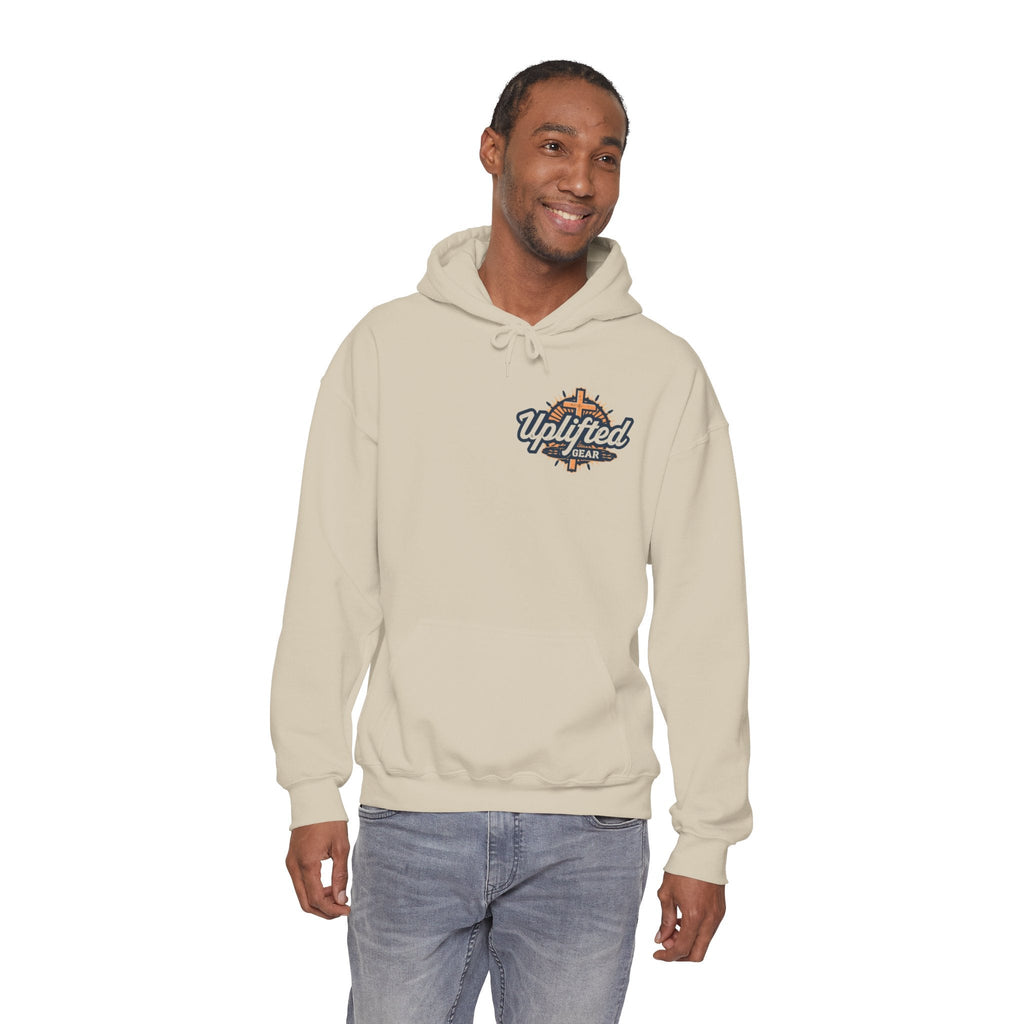 Walk by Faith Hoodie – Cross & Footprints Christian Hoodie for Cozy Inspiration Printify