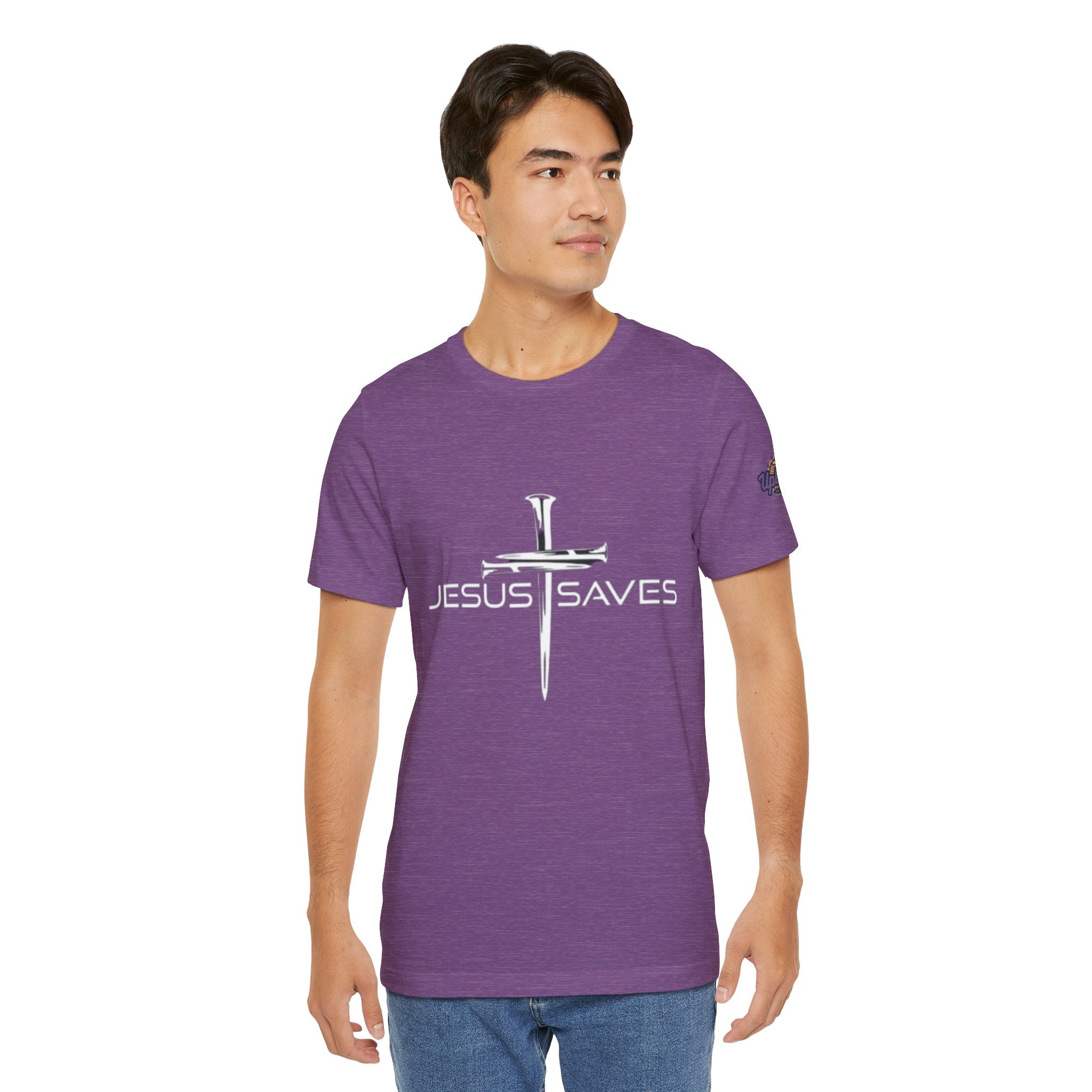 Jesus Saves T-shirt – 3 Nails Crucifix Cross Christian T-shirt for Redemption Faith & Bold Salvation Printify