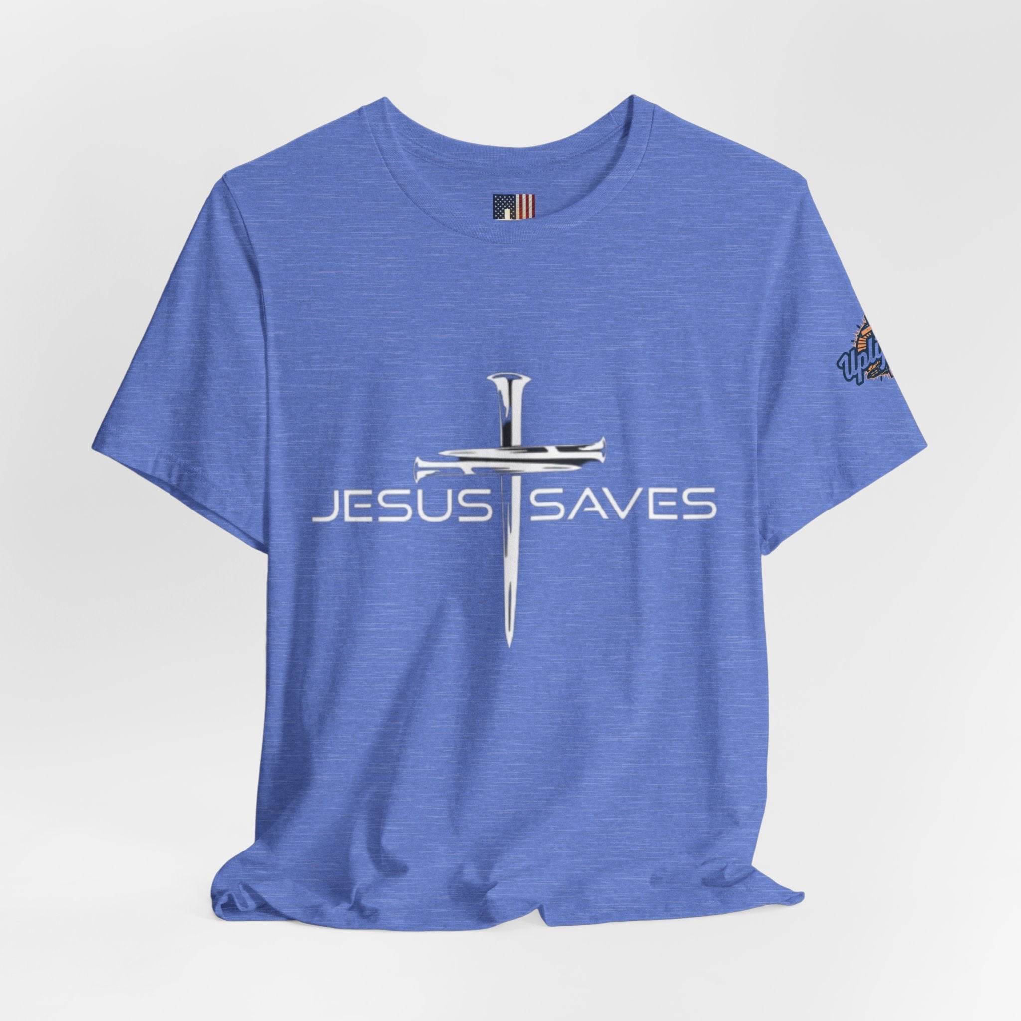 Jesus Saves T-shirt – 3 Nails Crucifix Cross Christian T-shirt for Redemption Faith & Bold Salvation Printify