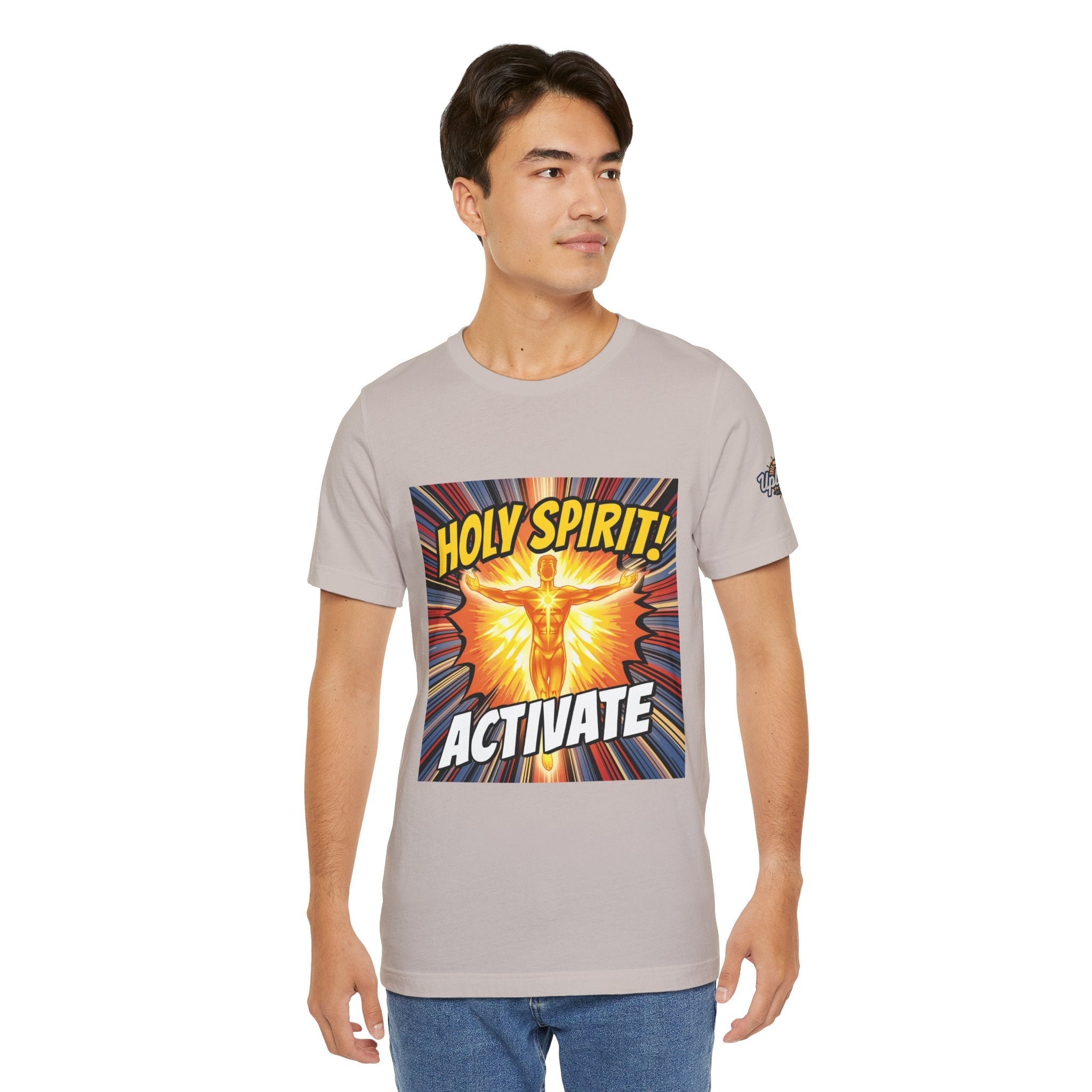 Holy Spirit Activate T-shirt – Superhero Christian T-shirt with Vibrant Power-Up Design for Faith-Fueled Boldness Printify