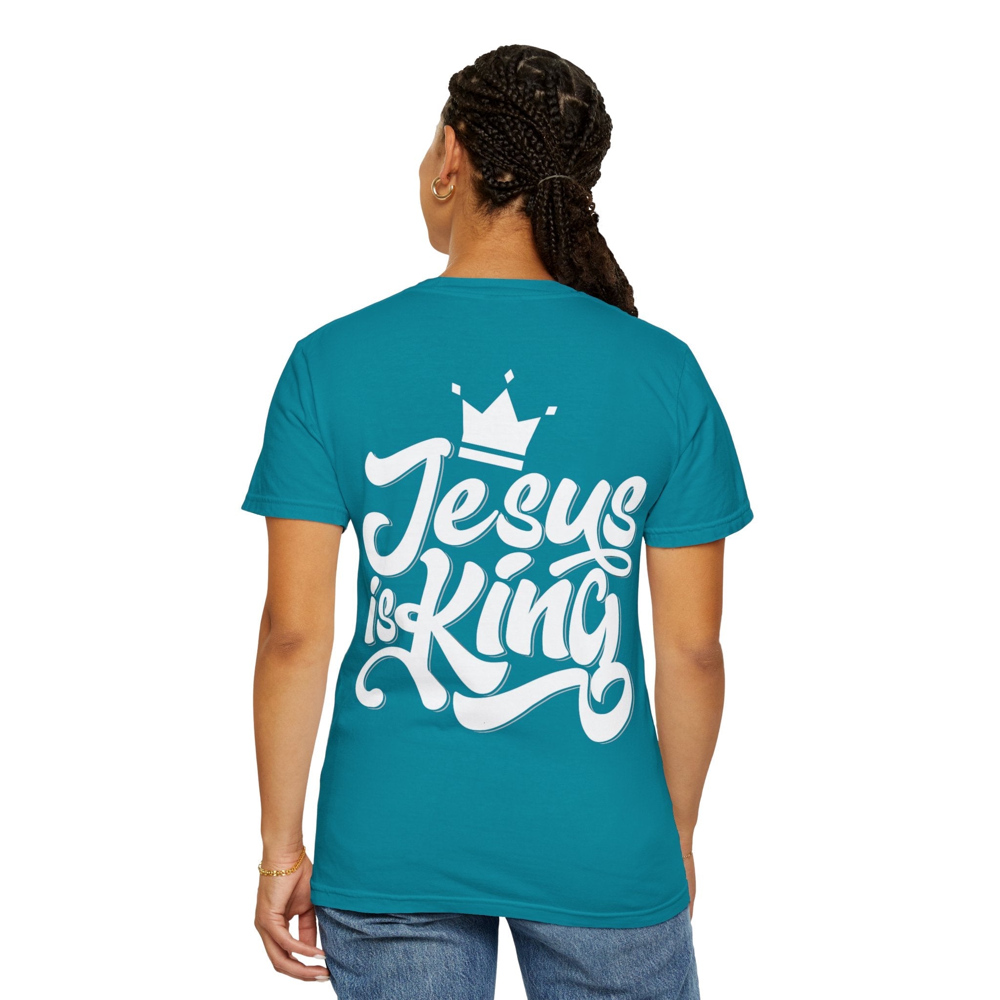 Jesus is King T-Shirt – Bold Christian Faith Tee with Crown & Cross for Eternal Reign Printify