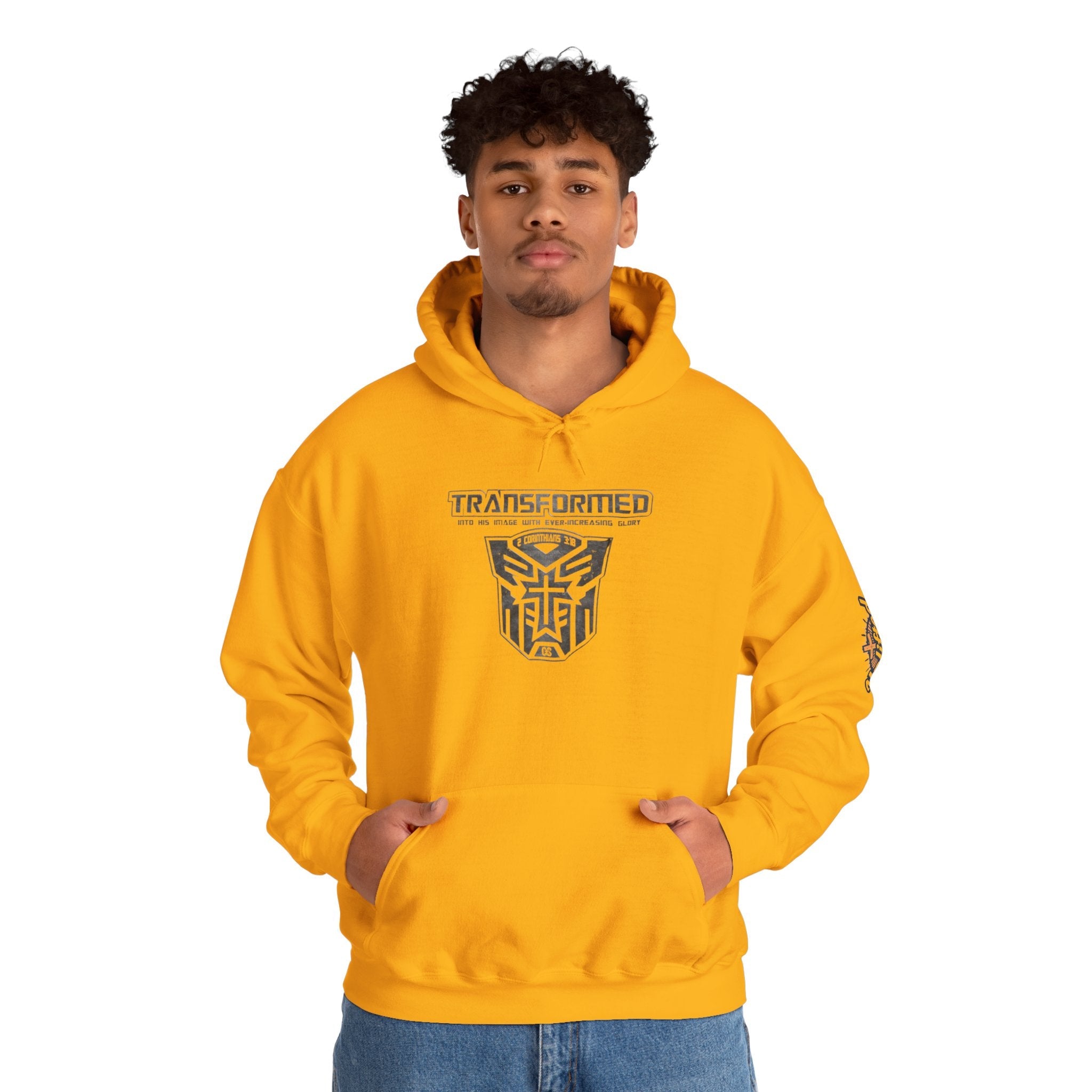 Transformer Logo Christian Hoodie | 2 Corinthians 3:18 Bible Verse Hoodie Printify