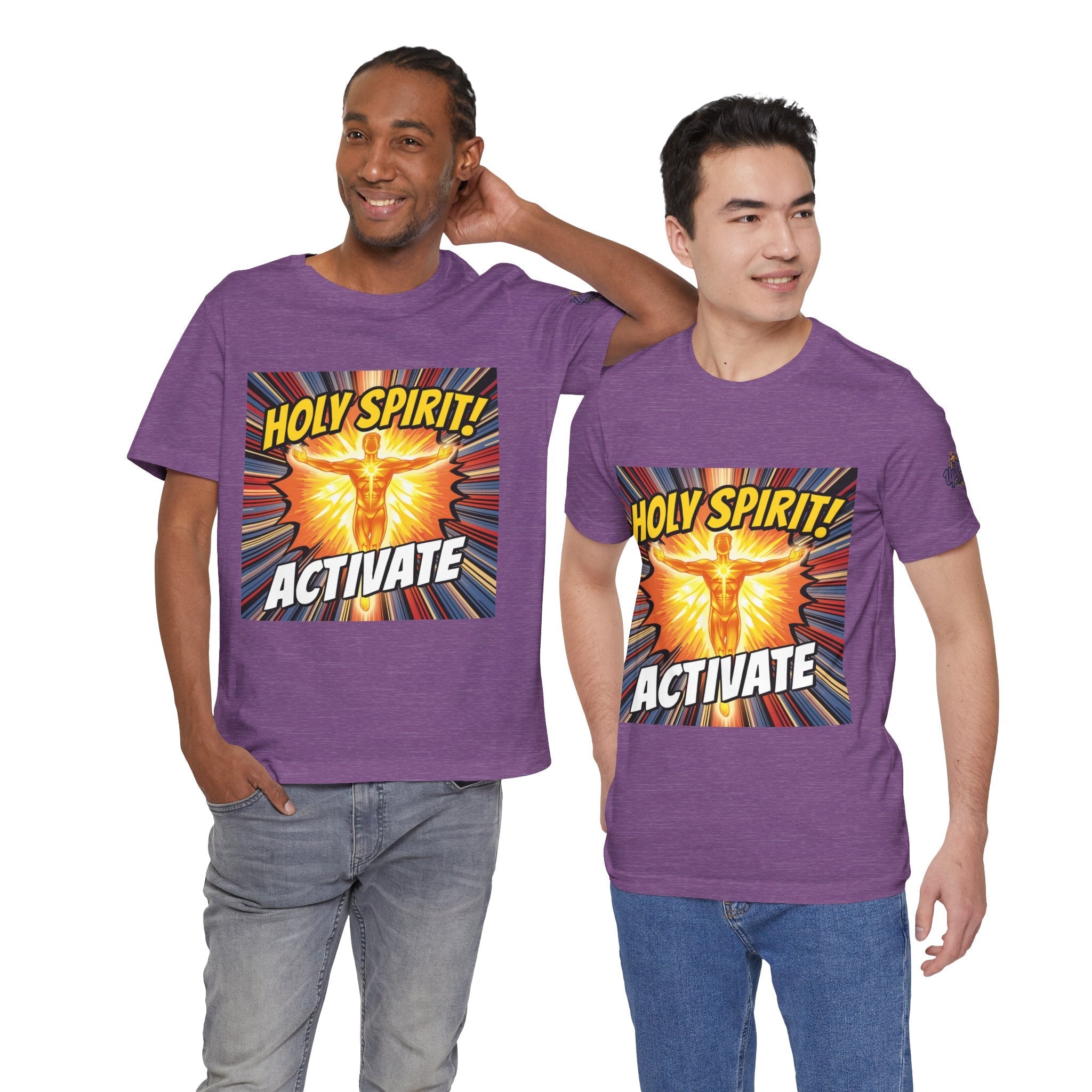 Holy Spirit Activate T-shirt – Superhero Christian T-shirt with Vibrant Power-Up Design for Faith-Fueled Boldness Printify