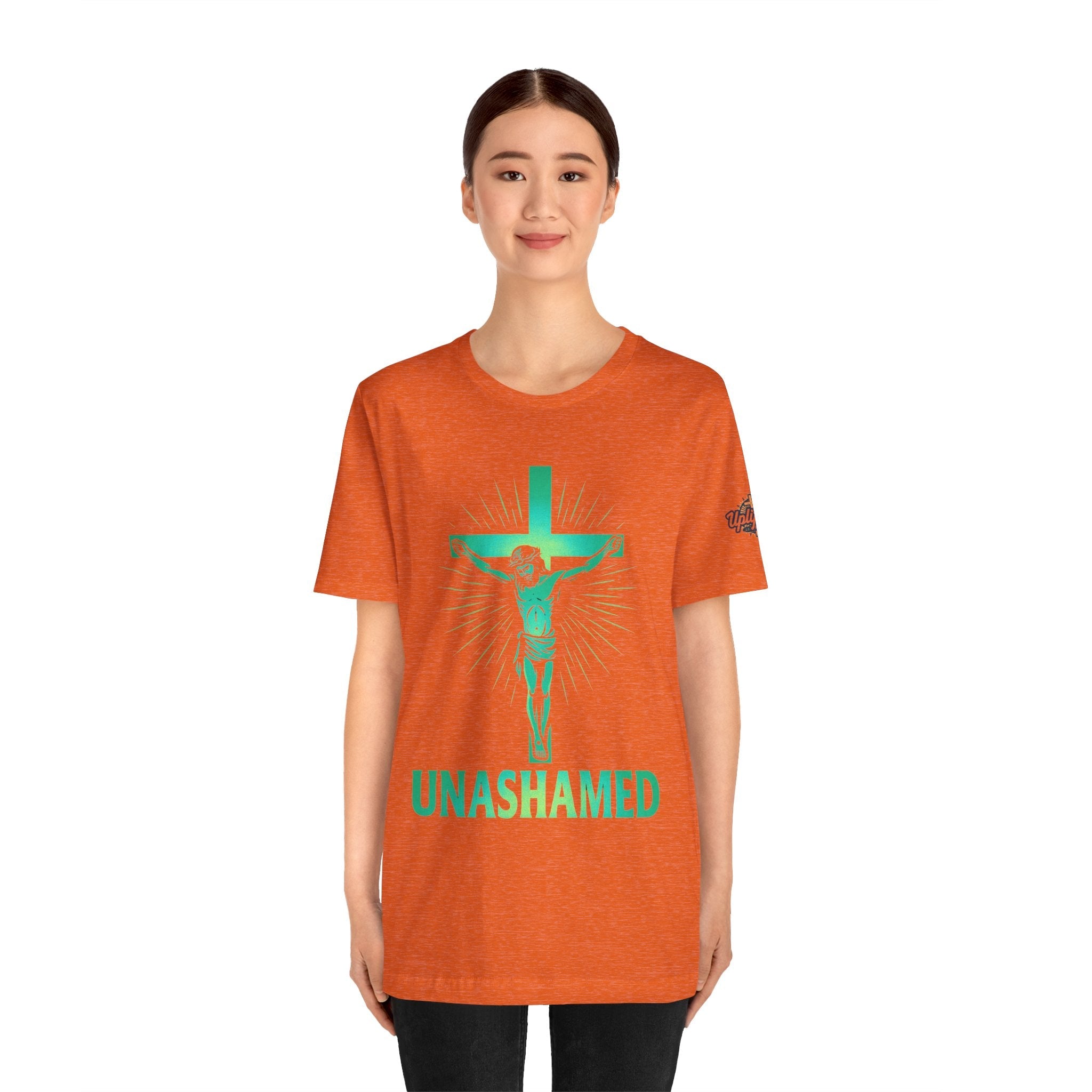Unashamed T-shirt – Romans 1:16 Crucifixion Christian t-shirt for Bold Unwavering Faith Printify