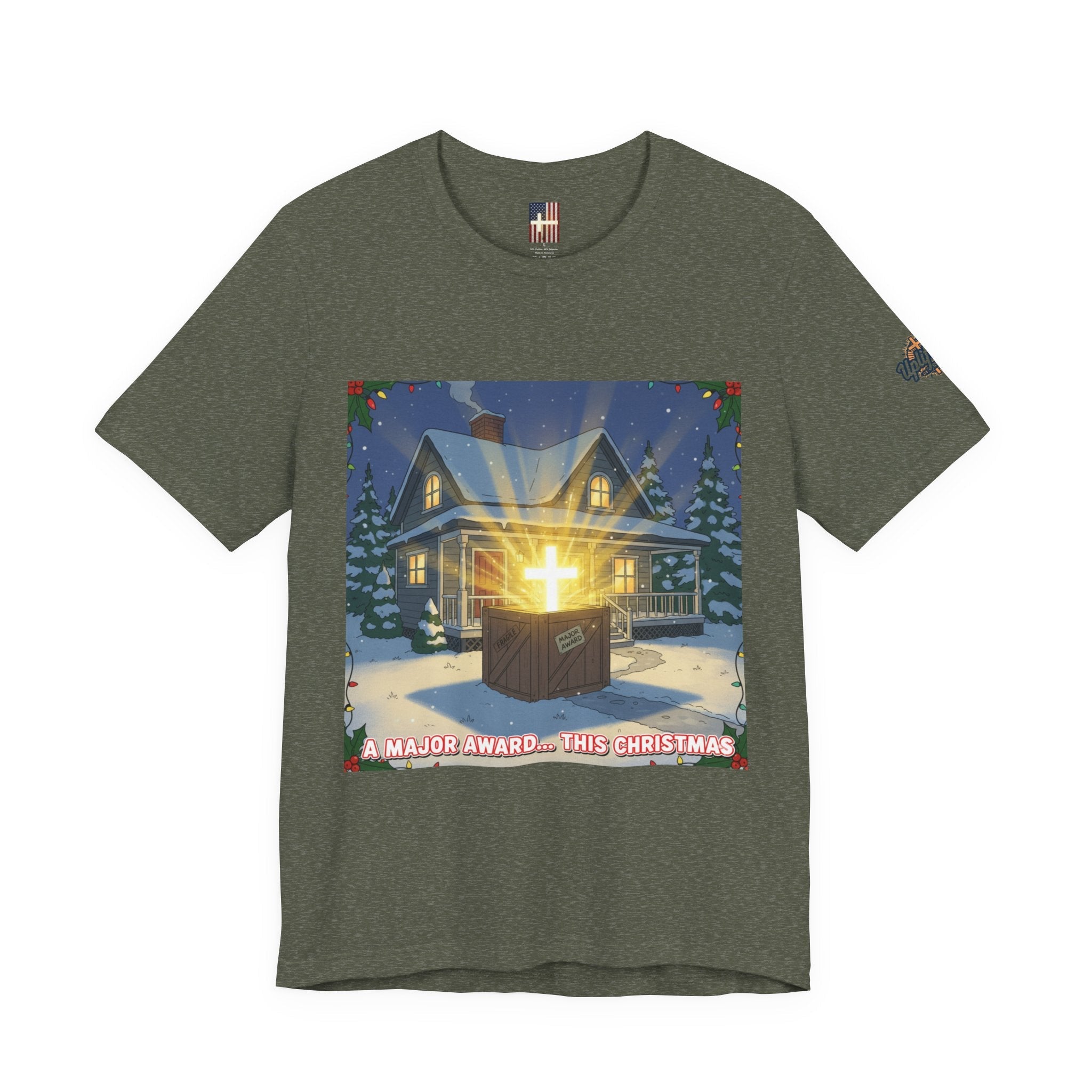 A Major Award This Christmas T-shirt – Fragile Leg Lamp Parody Cross Unboxing Christian T-shirt for Hilarious Faith & Holiday Glow Printify