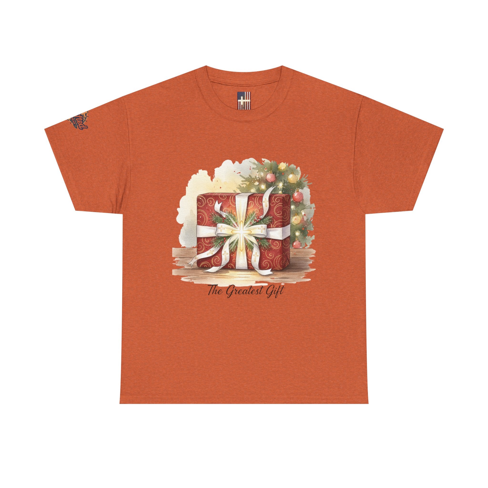 The Greatest Gift T-shirt – Cross Bow Present Christian T-shirt for Christmas Salvation & Eternal Faith Printify