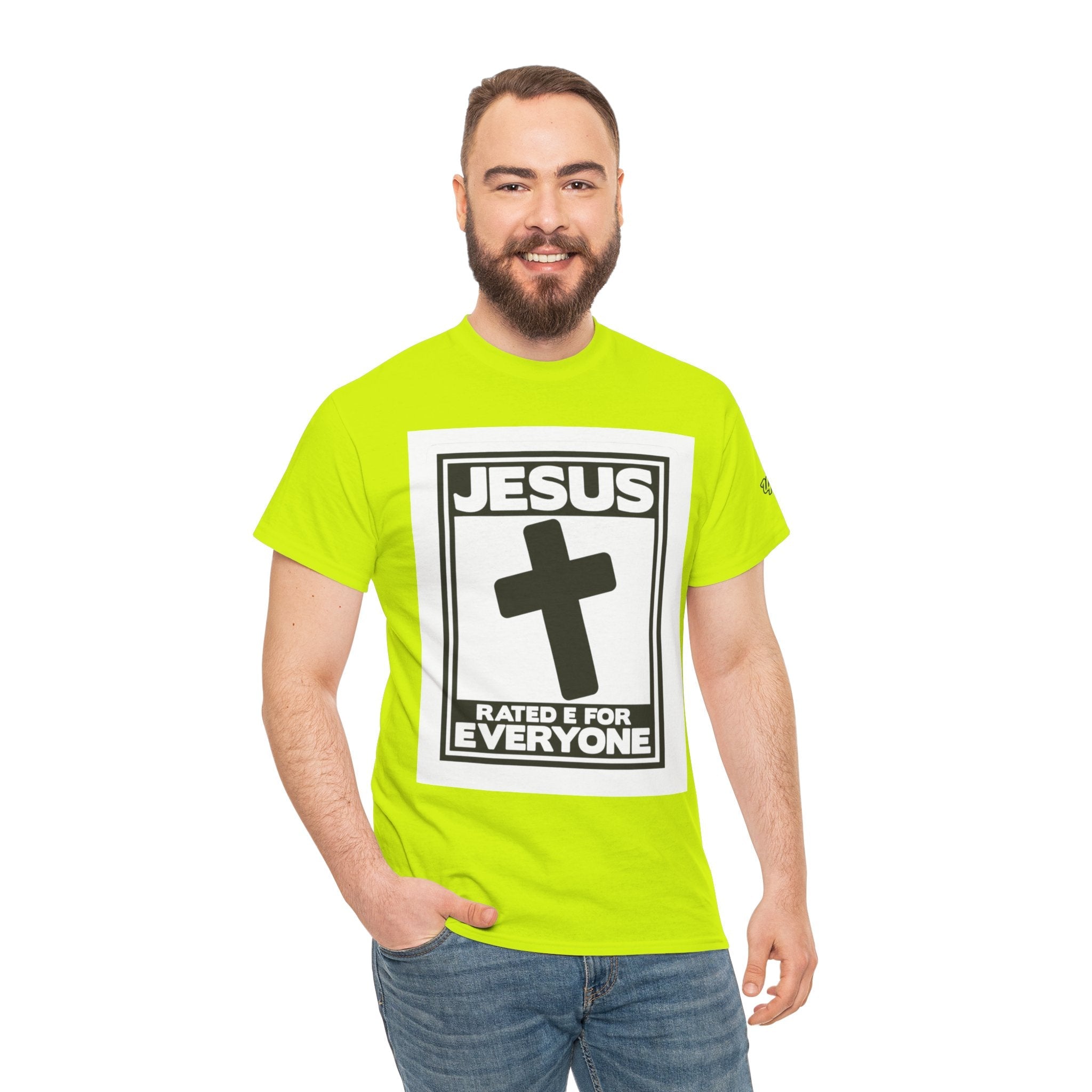 Jesus, Rated E for Everyone T-shirt - Gamer Faith T-shirt - Christian Video Game Parody Printify