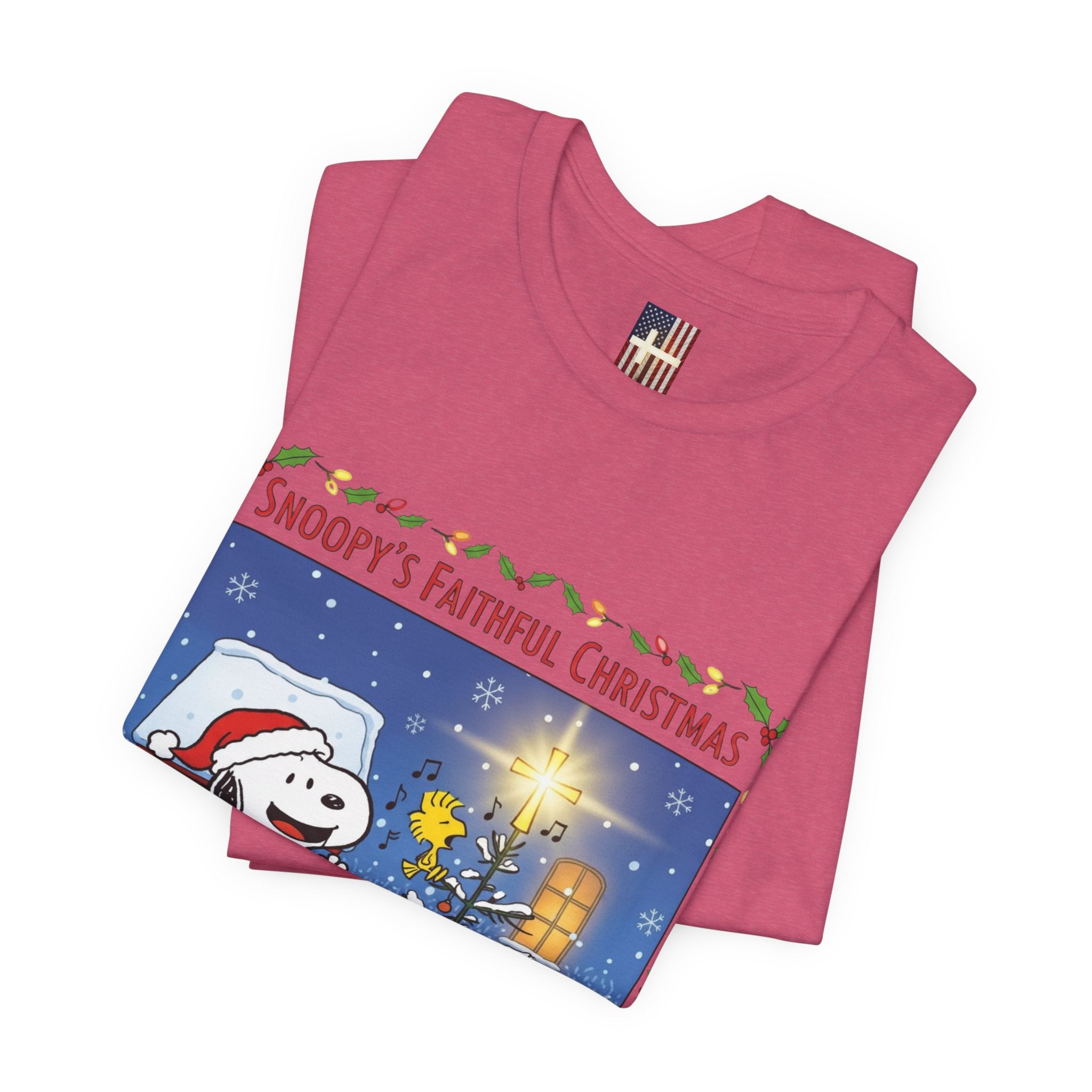 🎄 Faithful Christmas Friends – Christian Holiday T-Shirt | Festive Tree & Cartoon Duo | Heartwarming Christmas Tee by Uplifted Gear Printify