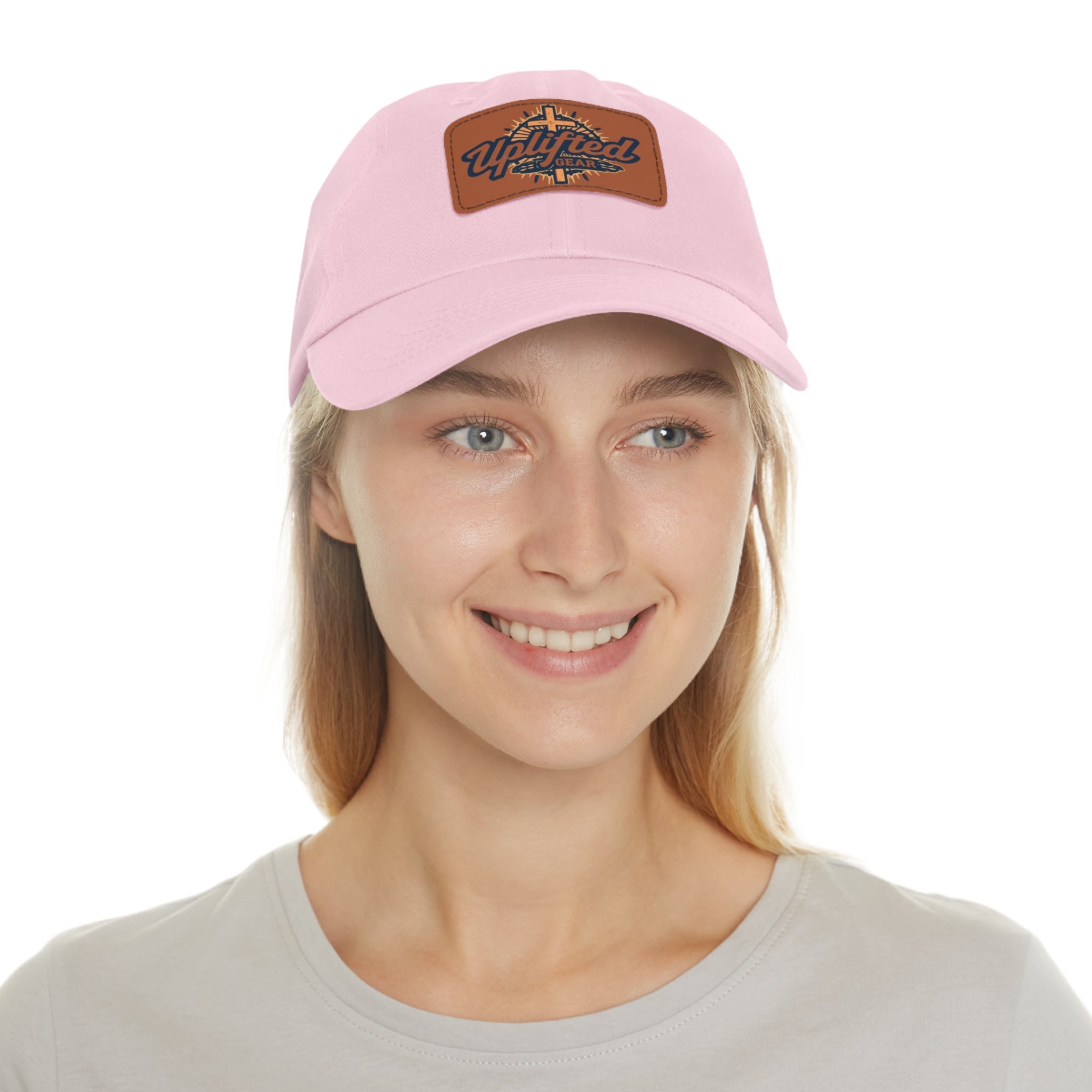 Uplifted Gear Leather Patch Dad Hat — Vintage Aviation Logo Cap Printify
