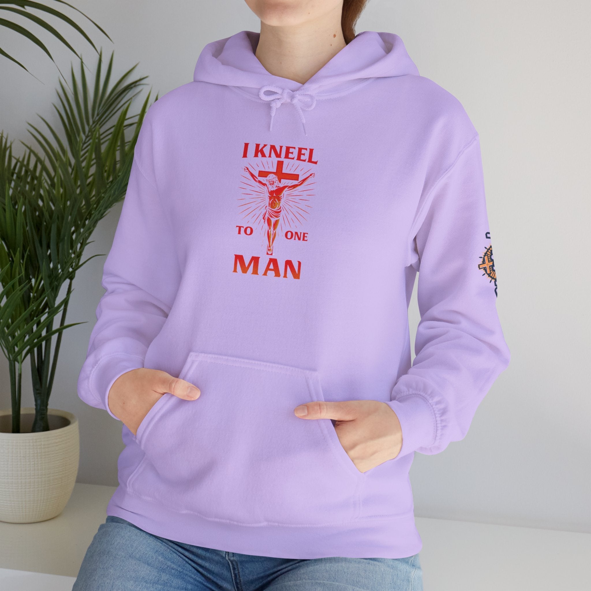 I Kneel to One Man Hoodie – Crucifixion Christian Sweatshirt for Unashamed Devotion & Bold Faith Printify