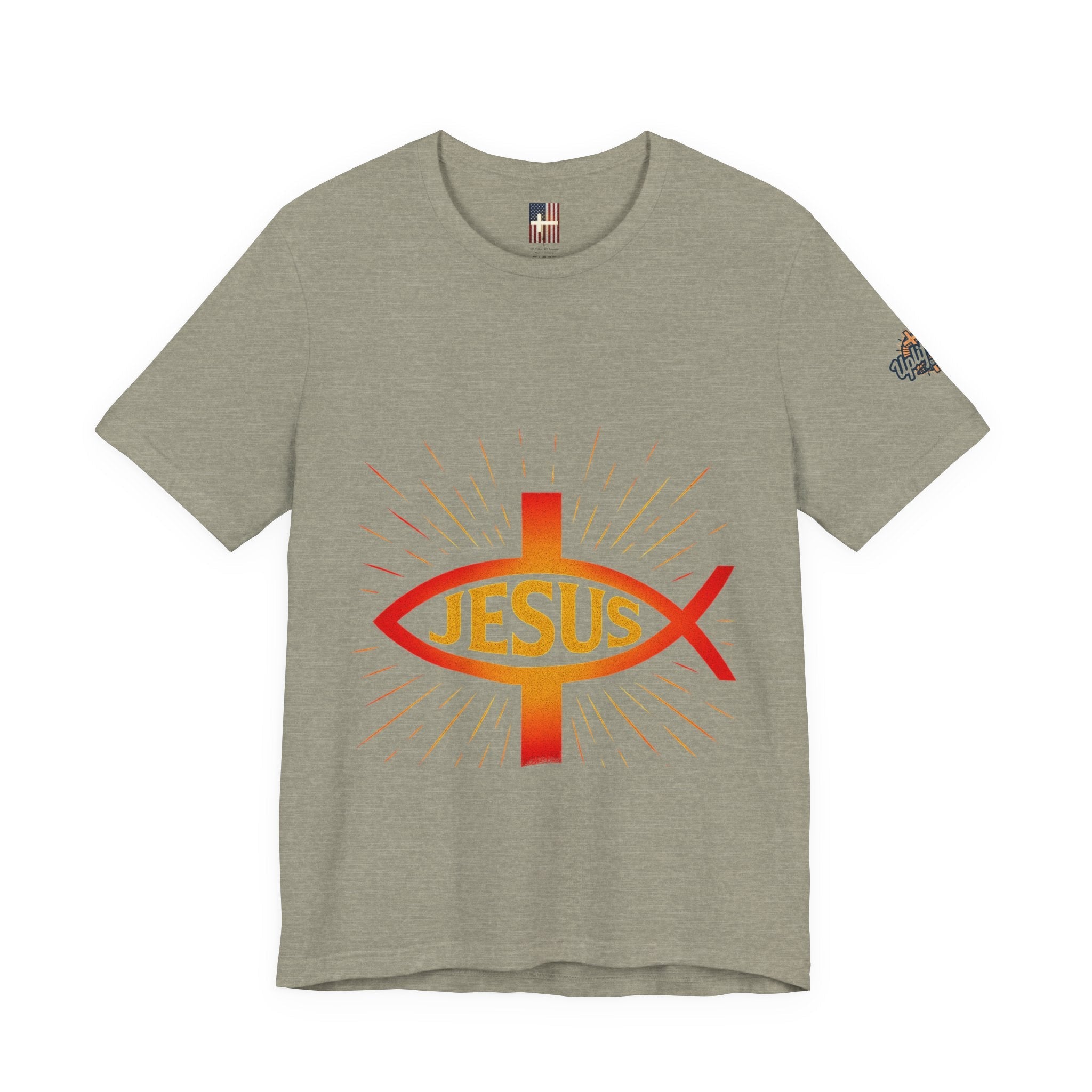 Jesus Ichthys T-shirt – Christian Fish Symbol with Cross & Jesus Inscription T-shirt for Eternal Faith & Streetwear Printify