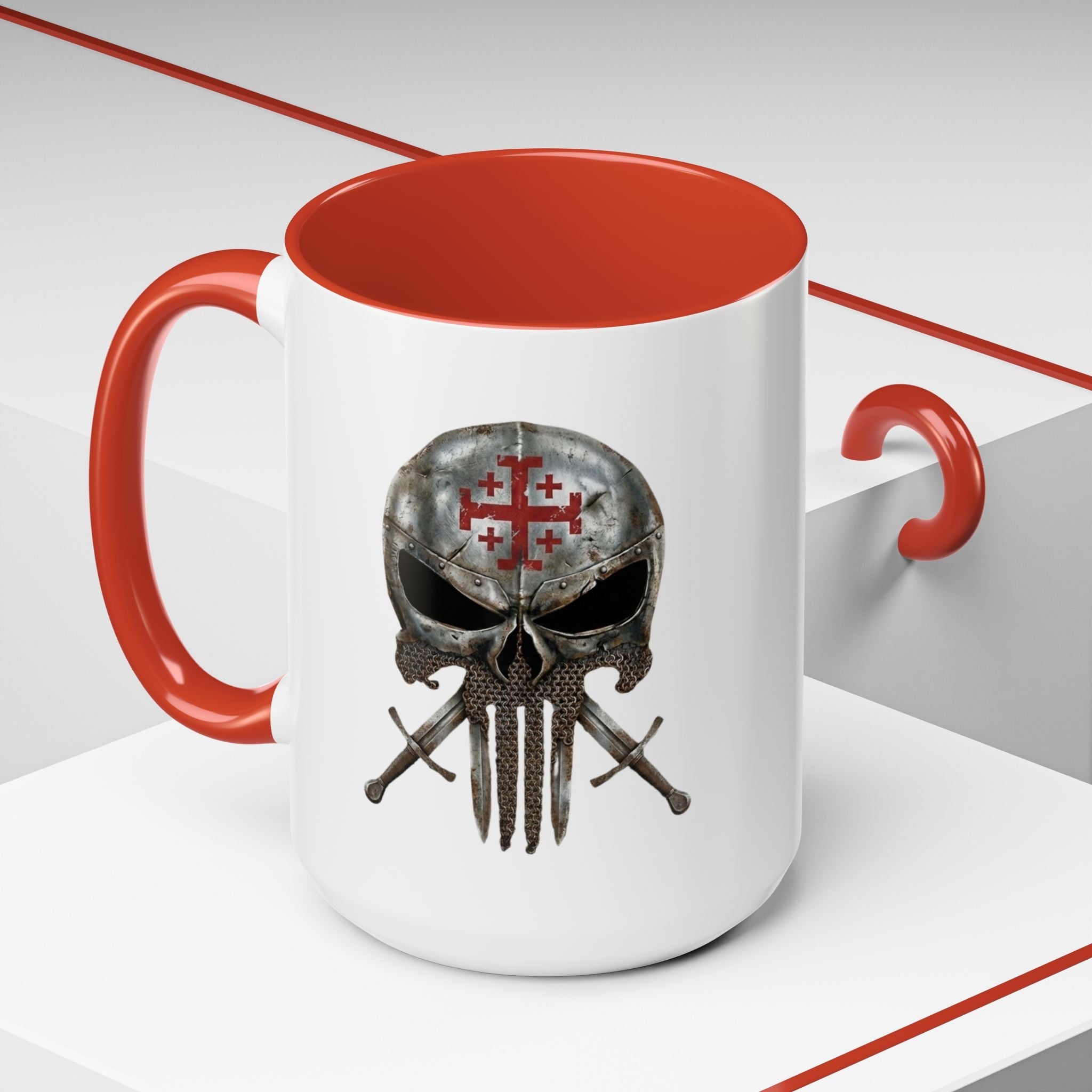 Crusader Knight Coffee Mug — 'Armor of God' Christian Skull 11/15oz Accent Mug Printify