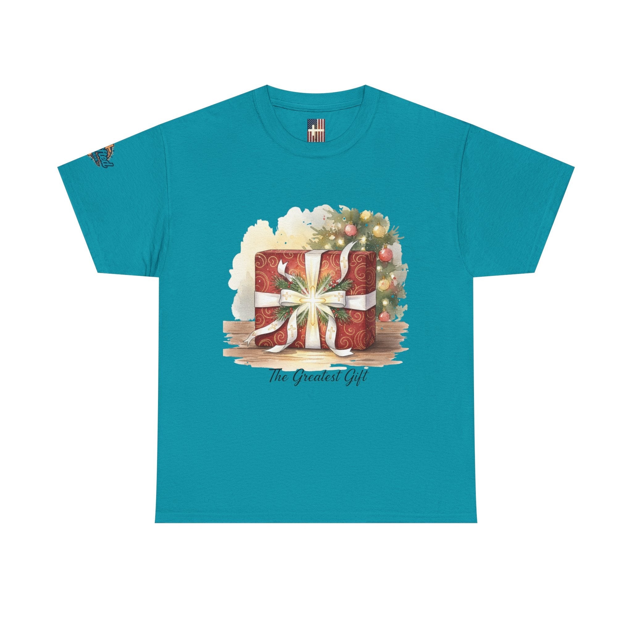 The Greatest Gift T-shirt – Cross Bow Present Christian T-shirt for Christmas Salvation & Eternal Faith Printify