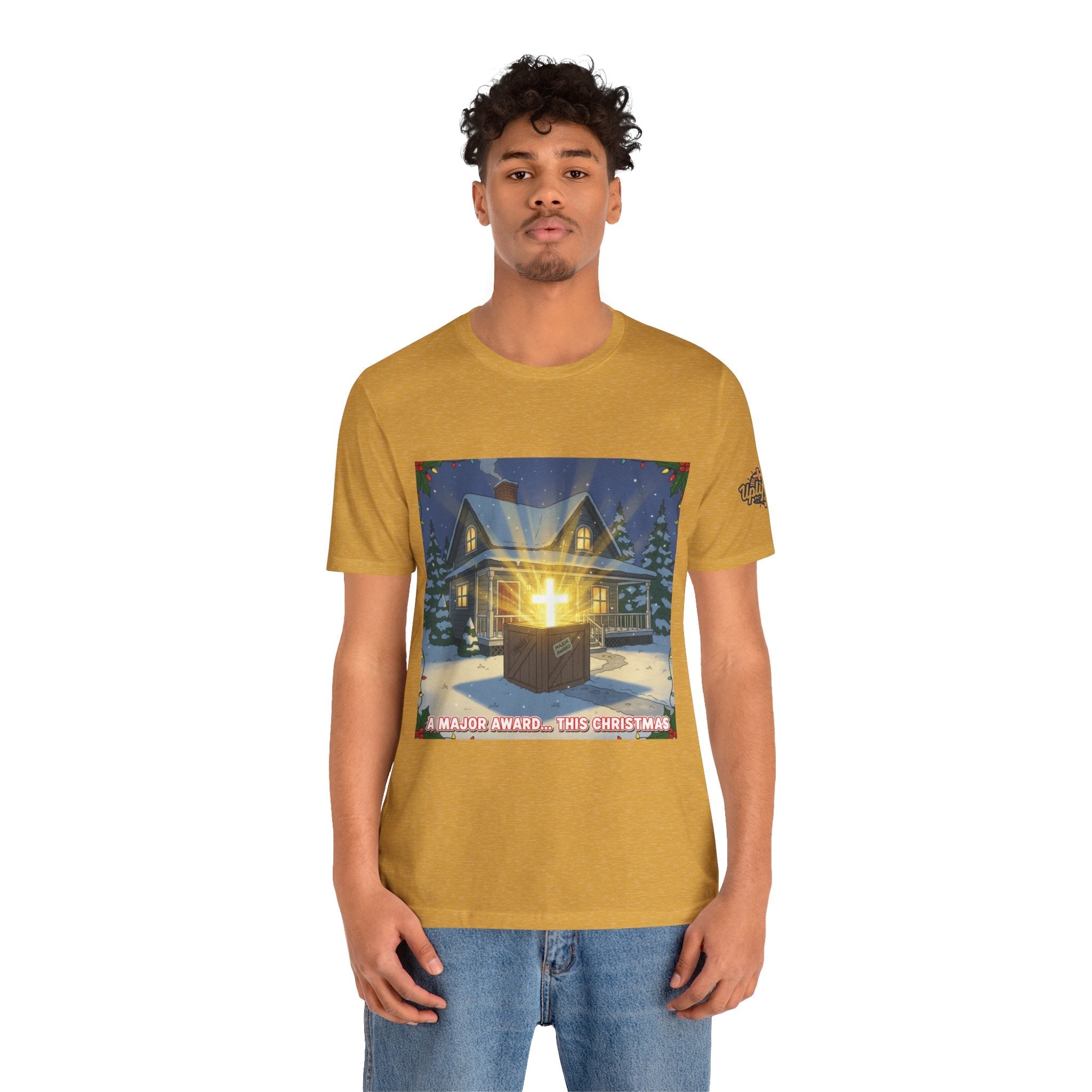 A Major Award This Christmas T-shirt – Fragile Leg Lamp Parody Cross Unboxing Christian T-shirt for Hilarious Faith & Holiday Glow Printify