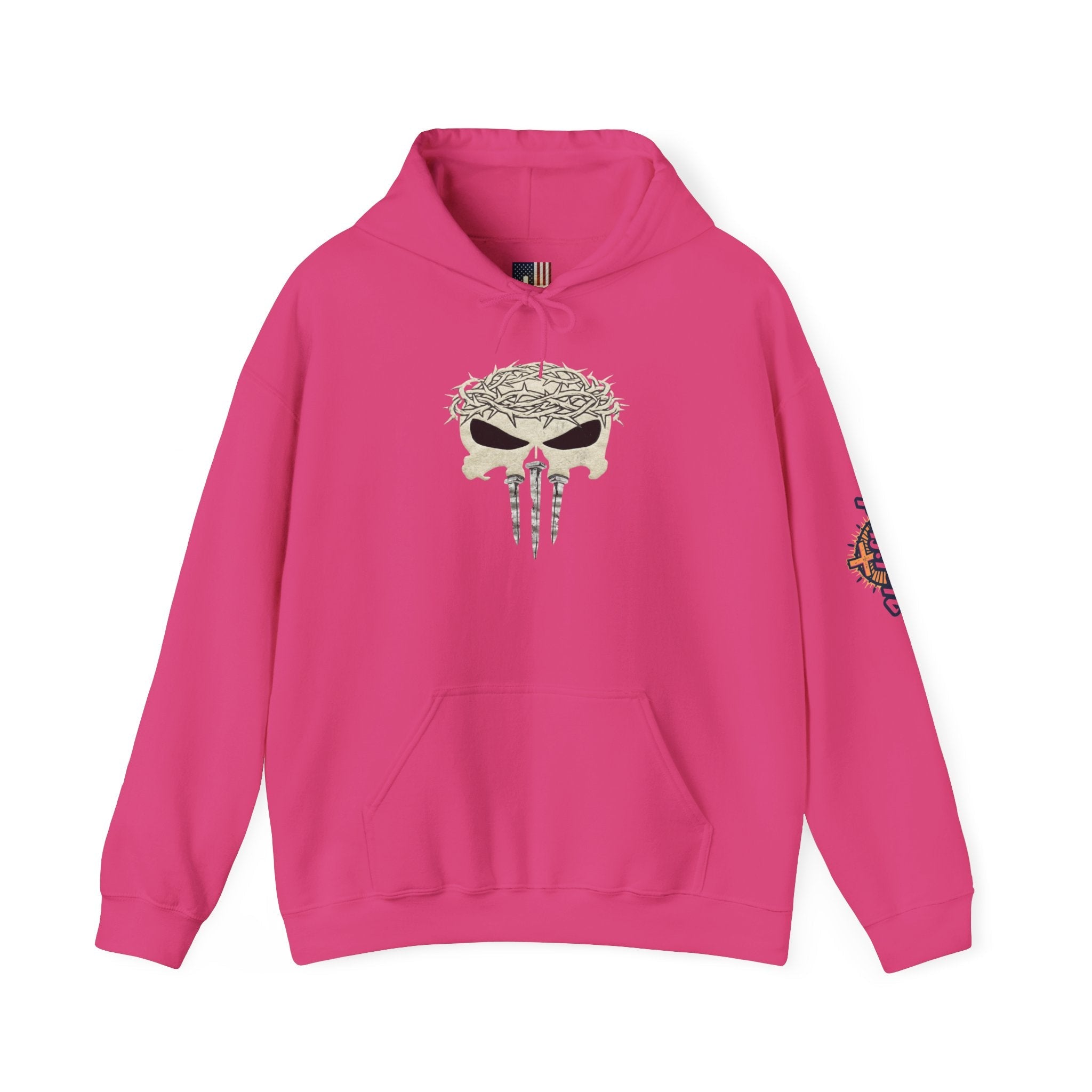 Christian Skull Hoodie - Crown of Thorns & Nails - Warrior Faith Hoodie Printify