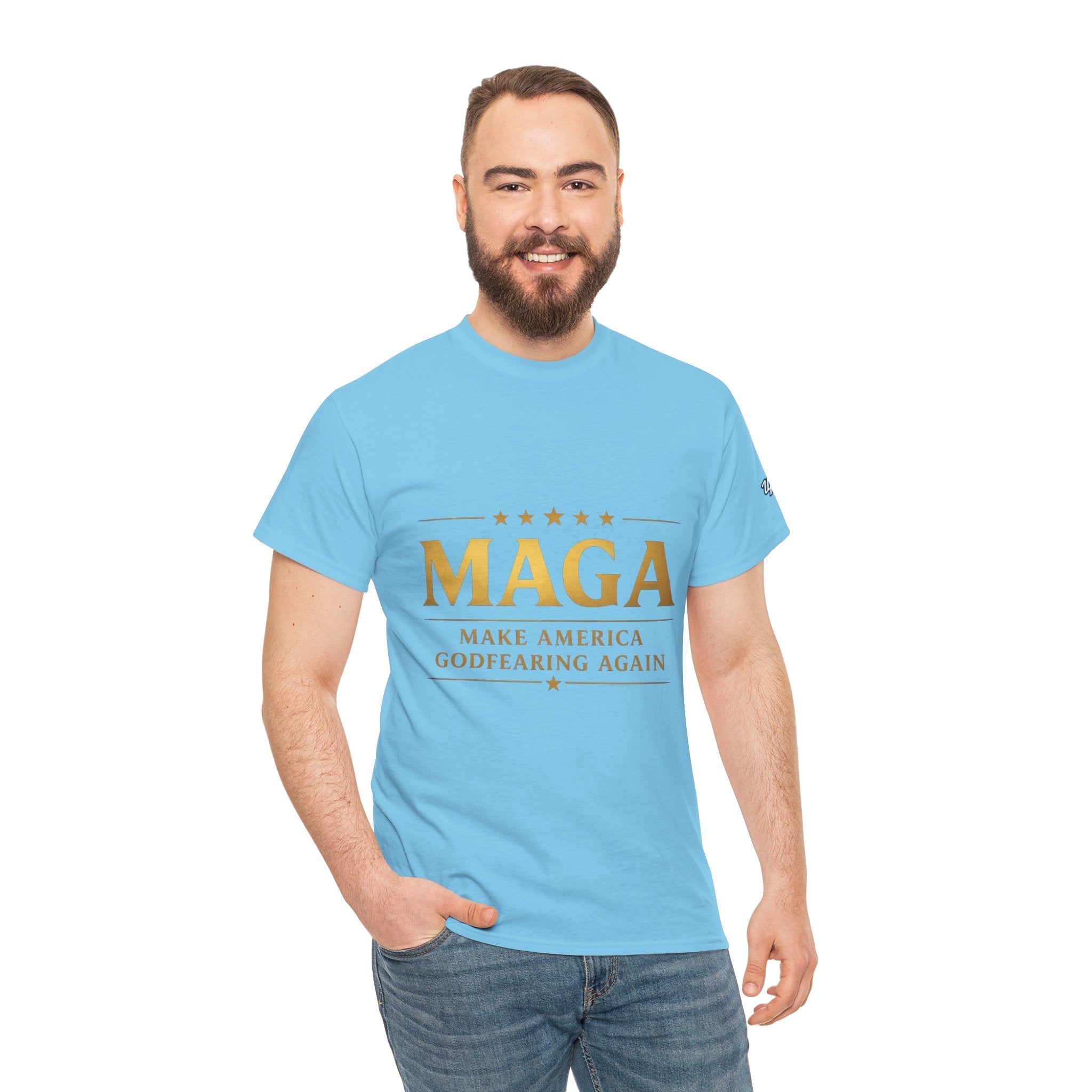 MAGA Gold Letter T-Shirt — "Make America Great Again" Printify
