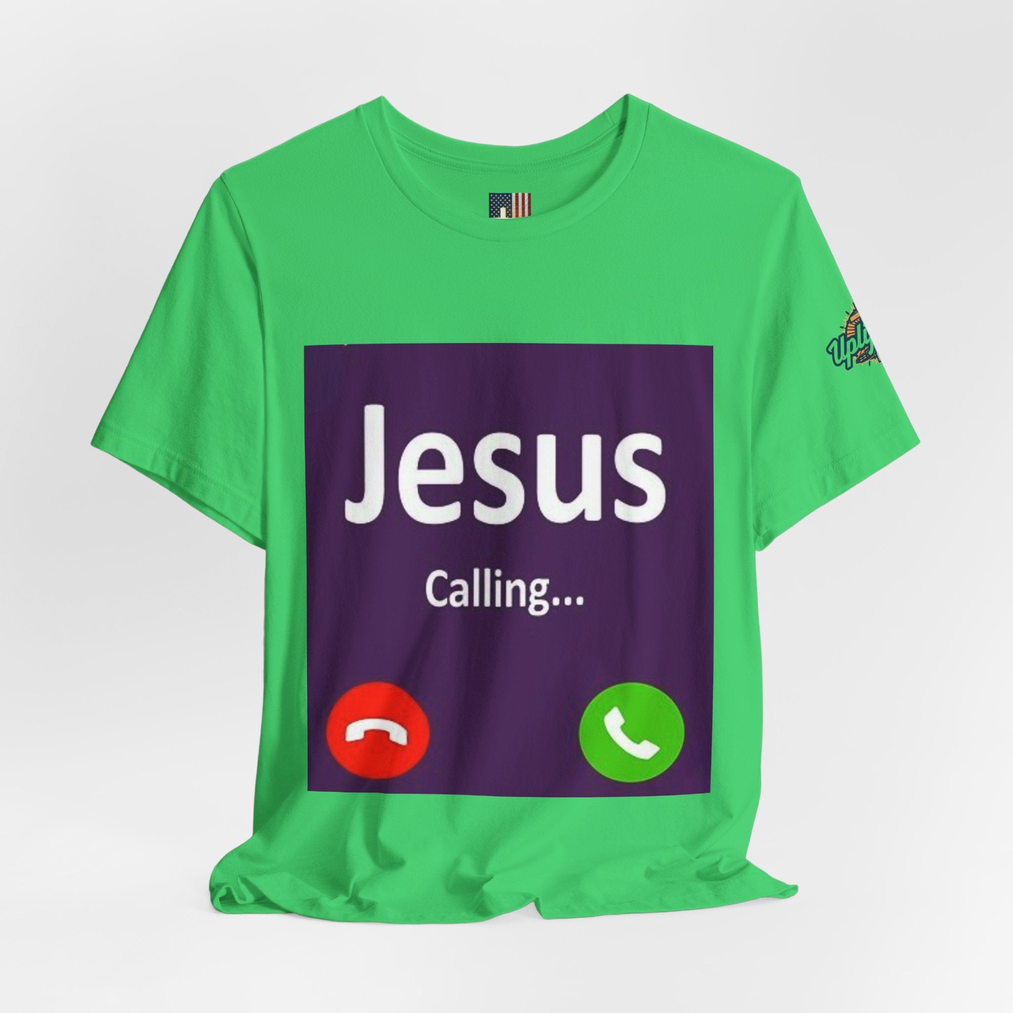 Jesus Calling T-shirt – Funny Cell Phone Screen Christian T-shirt for Divine Connection & Faith Humor Printify