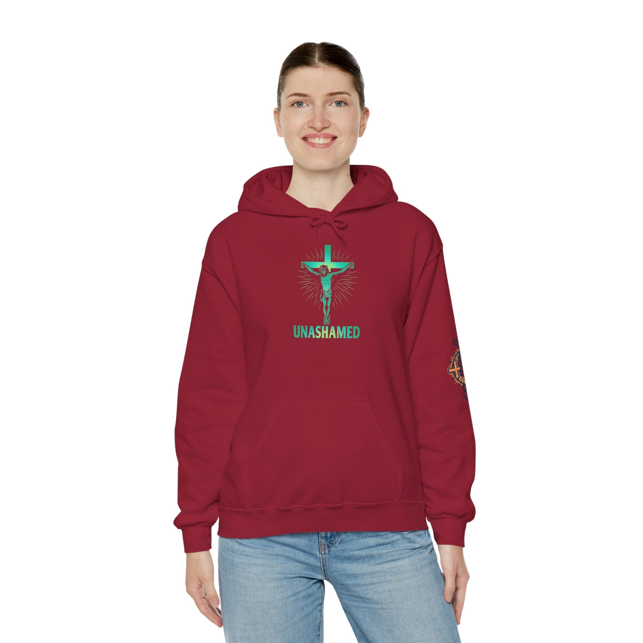 Unashamed Hoodie – Romans 1:16 Crucifixion Christian Hoodie for Bold Unwavering Faith Printify
